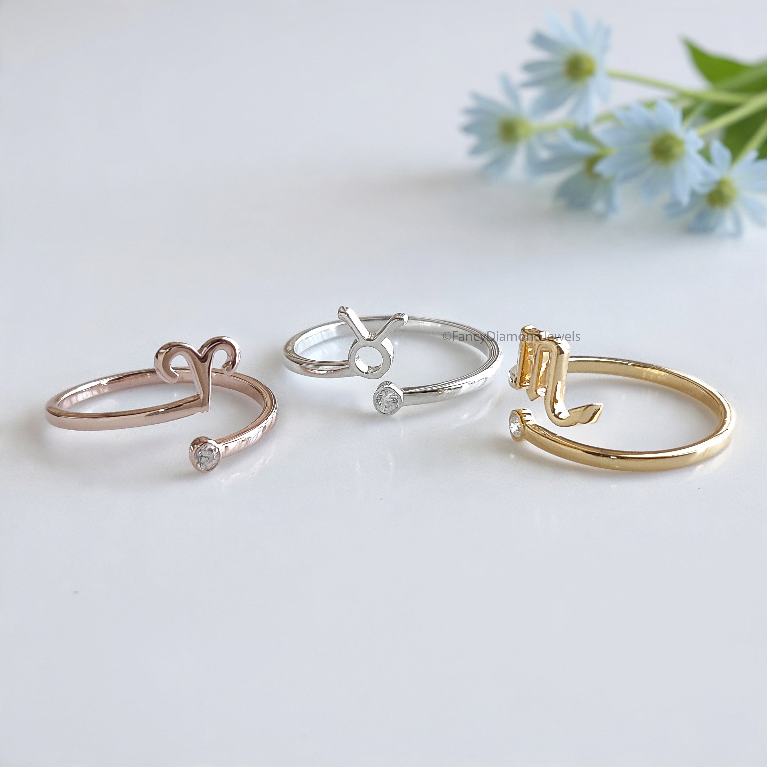 Zodiac Moissanite Ring Zodiac Jewelry 925 Sterling Silver Rings Constellation Ring Personalized Bridesmaid Gift Wedding Jewelry Women FD537