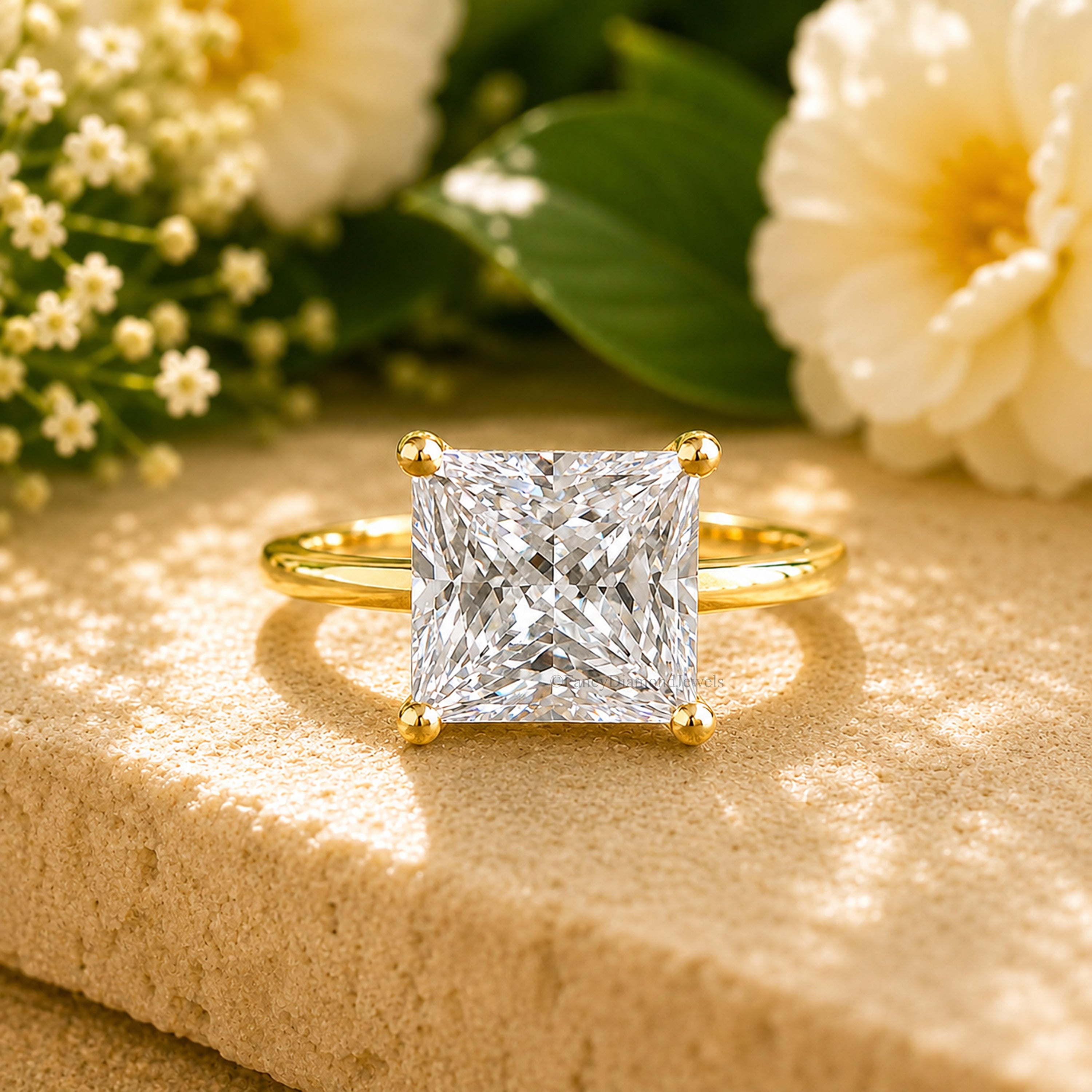 Princess Cut engagement ring 5mm 6mm 7mm 8mm 9mm stone ring Silver Promise ring Princess Cut Diamond ring Solitaire ring Gift for her FD280