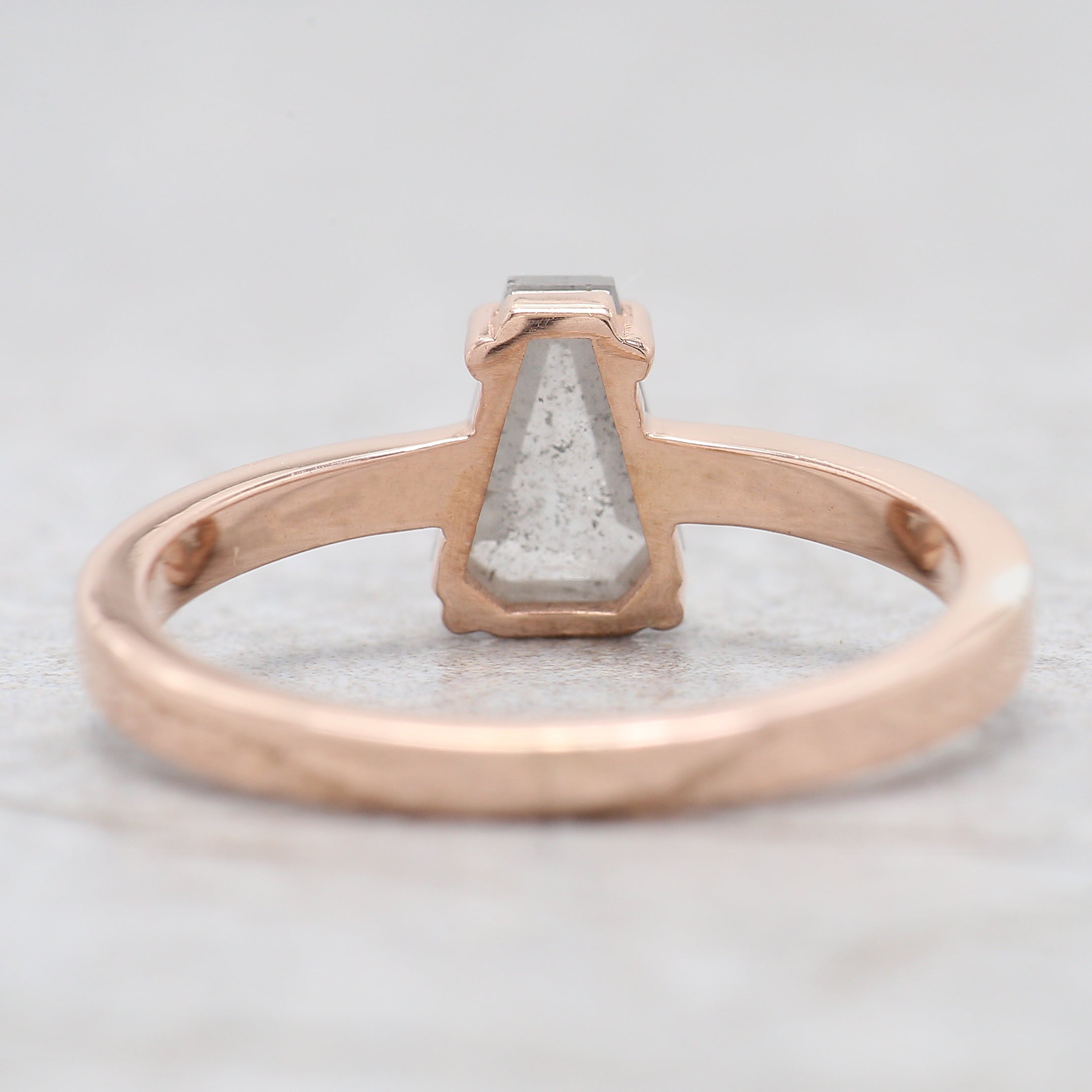 Coffin Cut Salt And Pepper Diamond Ring 0.80 Ct 7.30 MM Coffin Diamond Ring 14K Solid Rose Gold Silver Engagement Ring Gift For Her QL9673