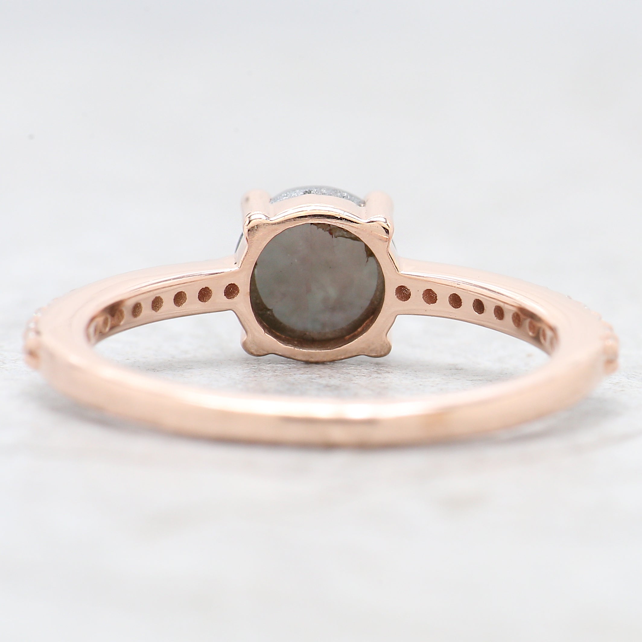 Round Cut Dark Green Color Diamond Ring 1.24 Ct 5.90 MM Rose Cut Diamond Ring 14K Solid Rose Gold Round Engagement Ring Gift For Her QN7660