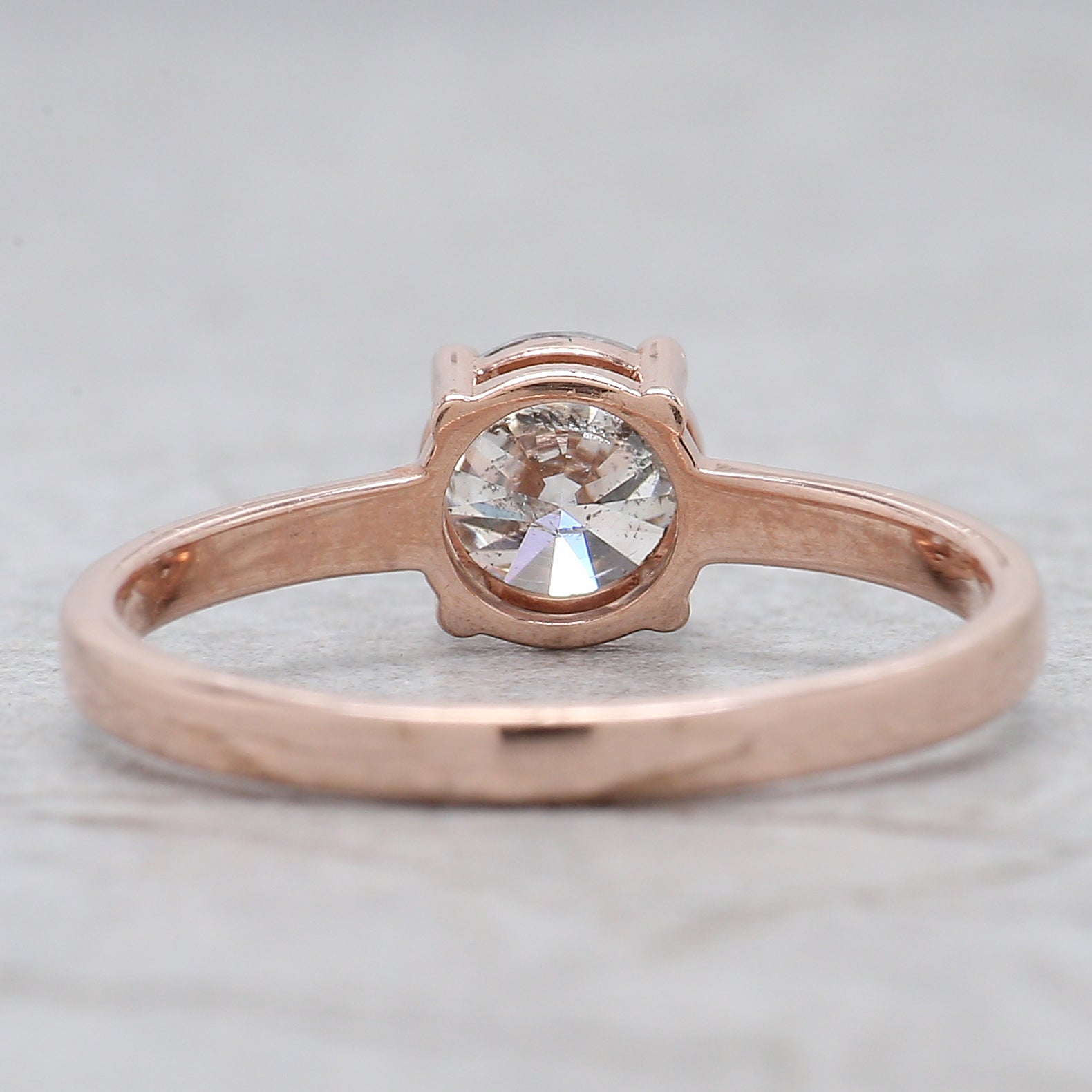 Round Cut Salt And Pepper Diamond Ring 0.84 Ct 5.61 MM Round Diamond Ring 14K Solid Rose Gold Silver Engagement Ring Gift For Her QL2657