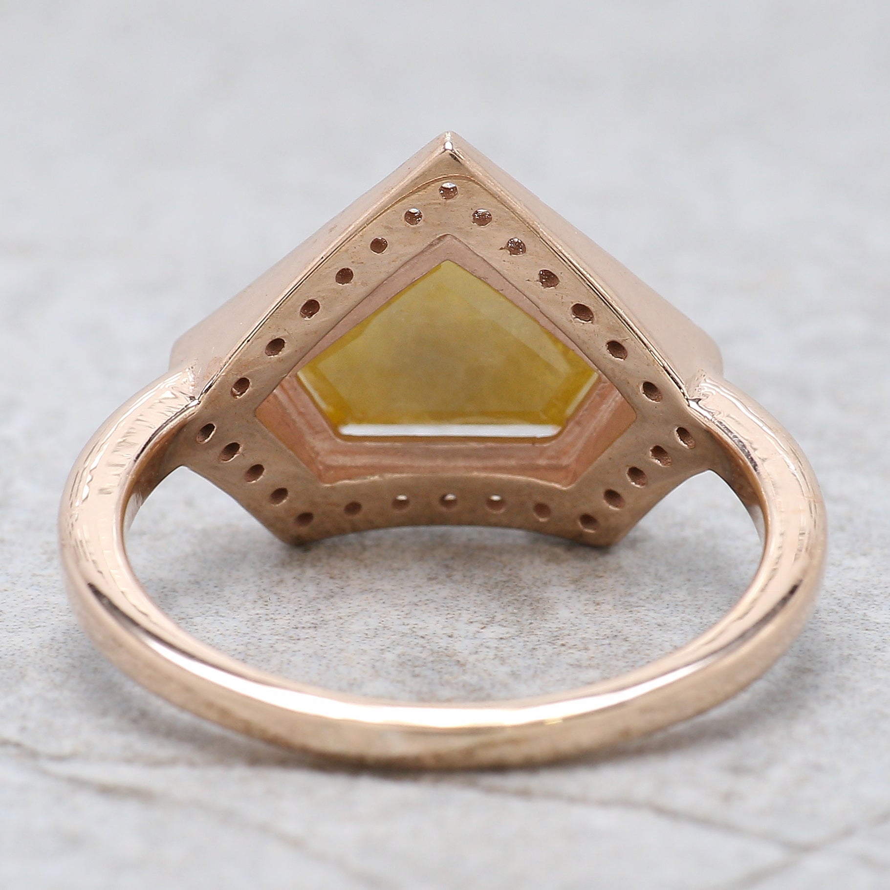 Shield Shape Yellow Color Diamond Ring 2.52 Ct 7.70 MM Shield Diamond Ring 14K Solid Rose Gold Silver Engagement Ring Gift For Her QL9615