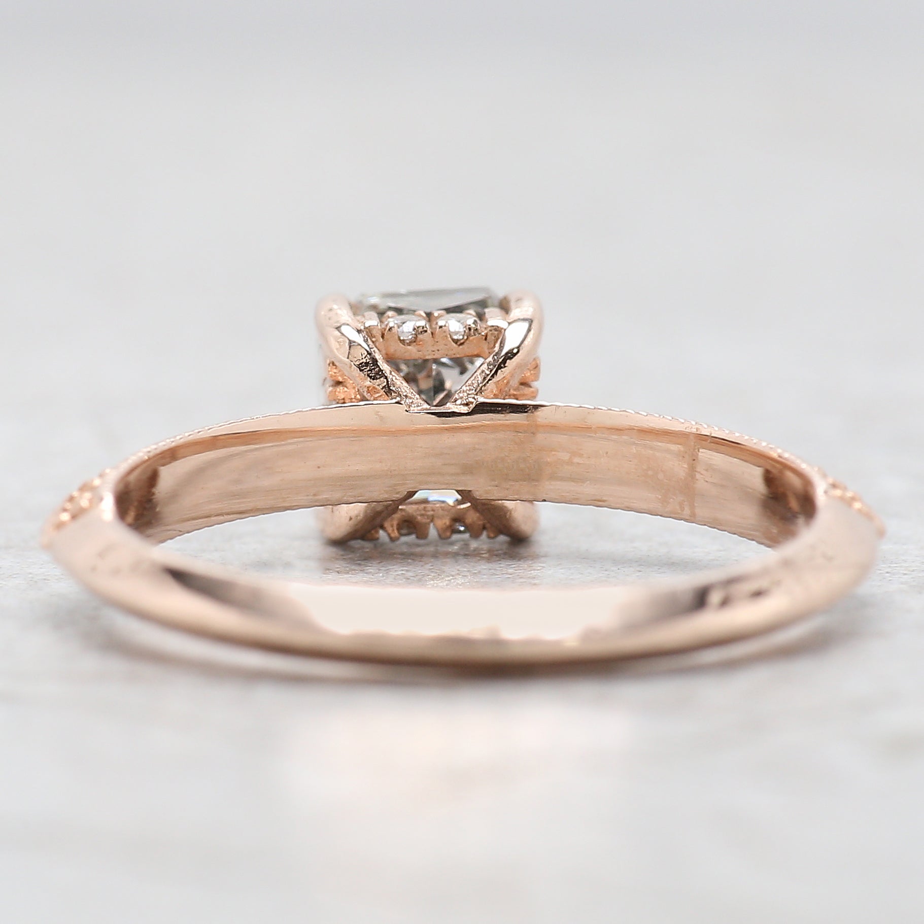 Radiant Salt And Pepper Diamond Ring 1.03 Ct 5.58 MM Radiant Diamond Ring 14K Solid Rose Gold Silver Engagement Ring Gift For Her QL2644