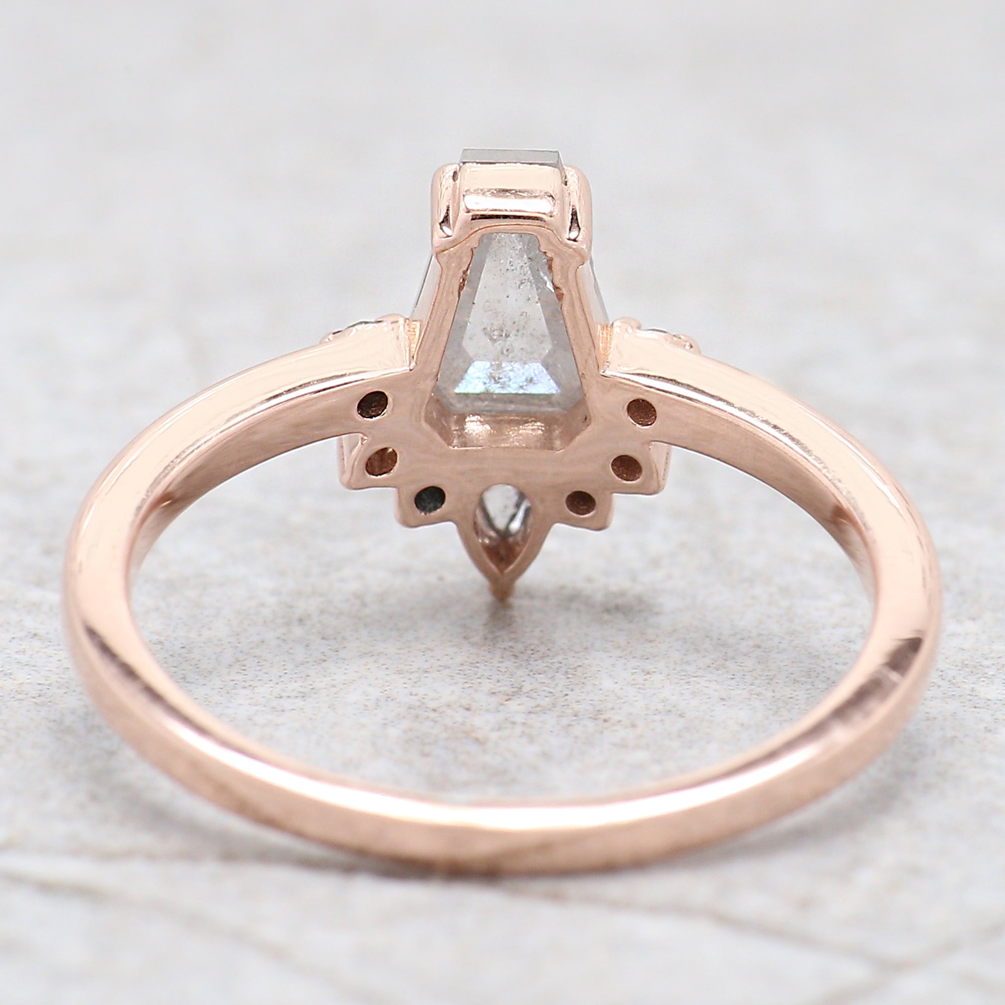Coffin Cut Salt And Pepper Diamond Ring 0.75 Ct 7.00 MM Coffin Diamond Ring 14K Solid Rose Gold Silver Engagement Ring Gift For Her QN1248