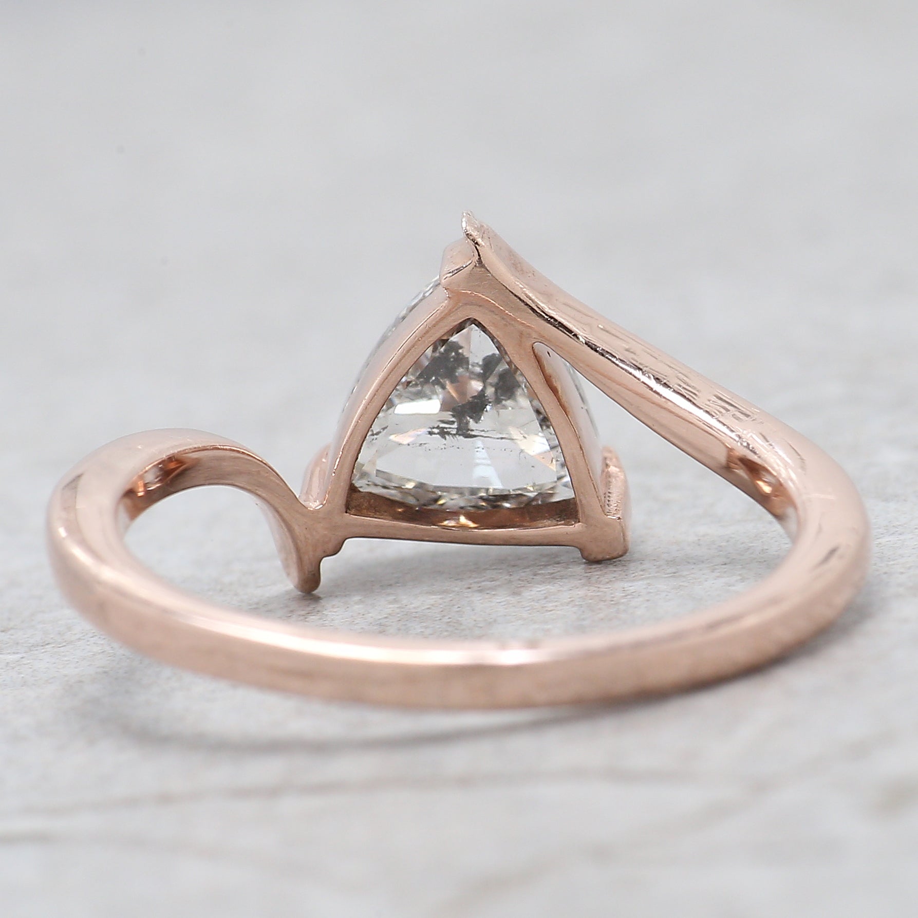 Triangle Salt And Pepper Diamond Ring 1.37 Ct 7.07 MM Triangle Diamond Ring 14K Solid Rose Gold Silver Engagement Ring Gift For Her QL2653