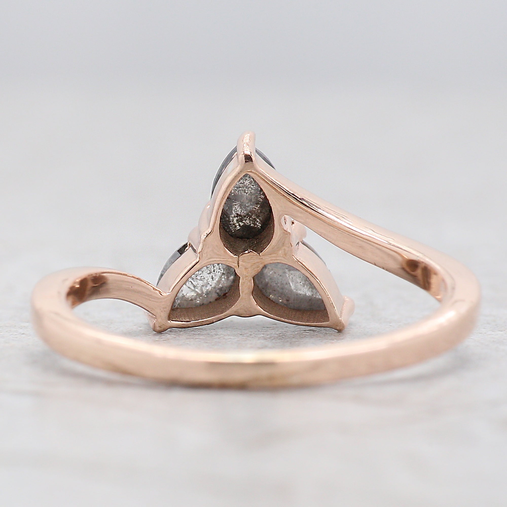 Pear Cut Salt And Pepper Diamond Ring 0.62 Ct 4.90 MM Pear Diamond Ring 14K Solid Rose Gold Silver Pear Engagement Ring Gift For Her QN1580