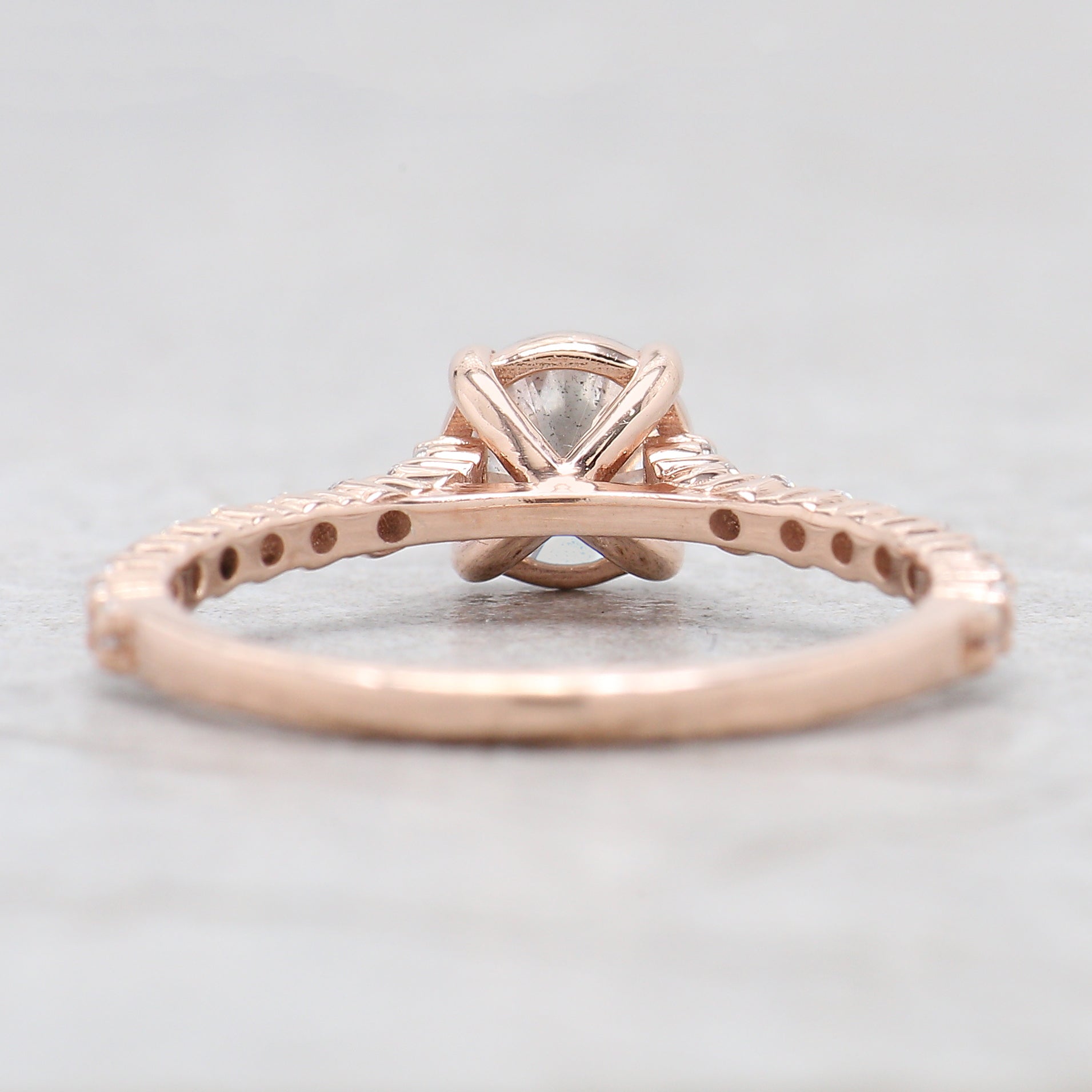 IGI Certified Round Salt And Pepper Diamond Ring 0.73 Ct 5.70 MM Round Diamond Ring 14K Solid Rose Gold Silver Engagement Ring Gift For Her QL2144