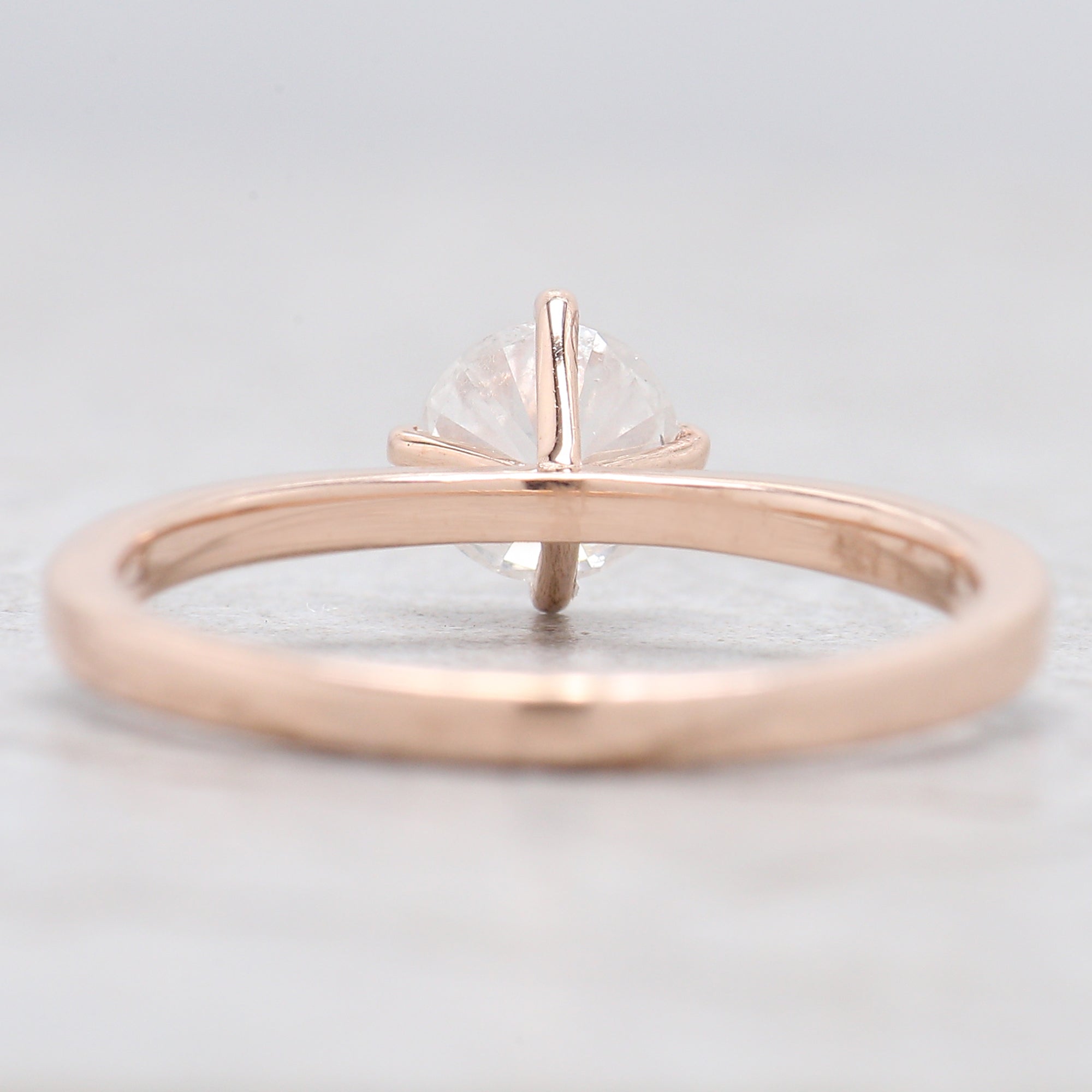 Round Cut White Color Diamond Ring 0.73 Ct 5.55 MM Round Shape Diamond Ring 14K Solid Rose Gold Silver Engagement Ring Gift For Her QL318