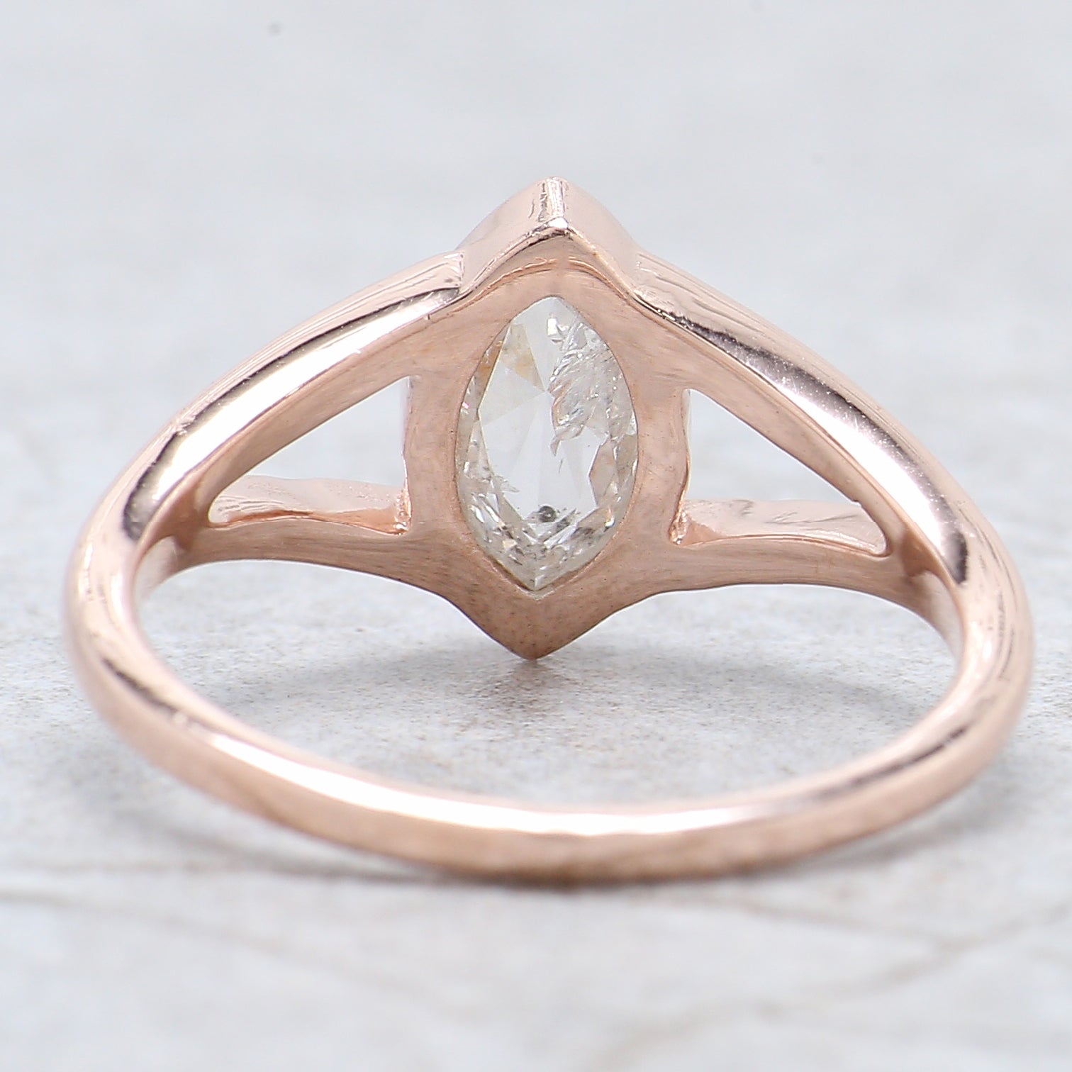 Marquise Cut Salt And Pepper Diamond Ring 0.87 Ct 8.86 MM Marquise Diamond Ring 14K Rose Gold Silver Engagement Ring Gift For Her QL2685