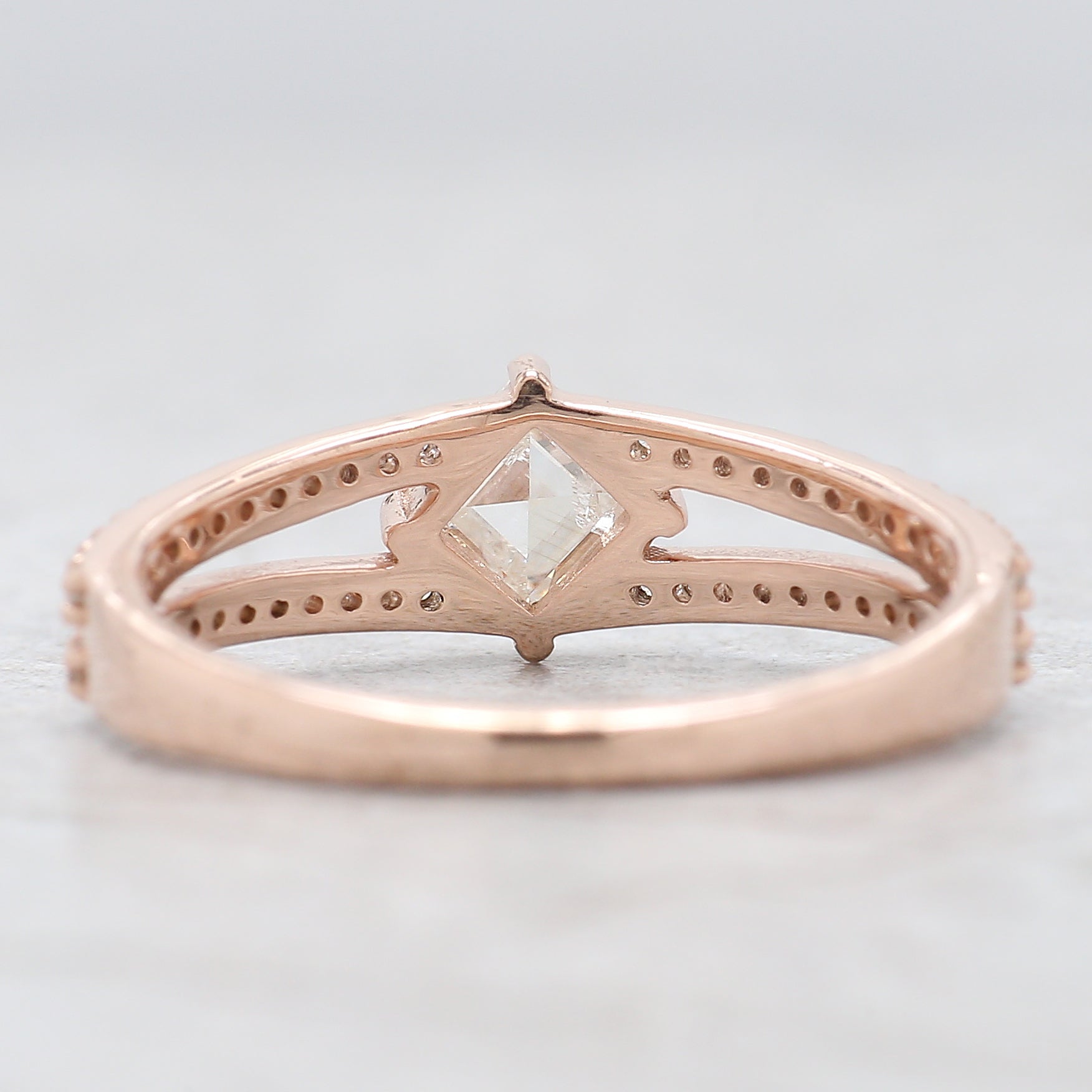 Kite Cut Salt And Pepper Diamond Ring 0.40 Ct 5.91 MM Kite Diamond Ring 14K Solid Rose Gold Silver Kite Engagement Ring Gift For Her QL2680