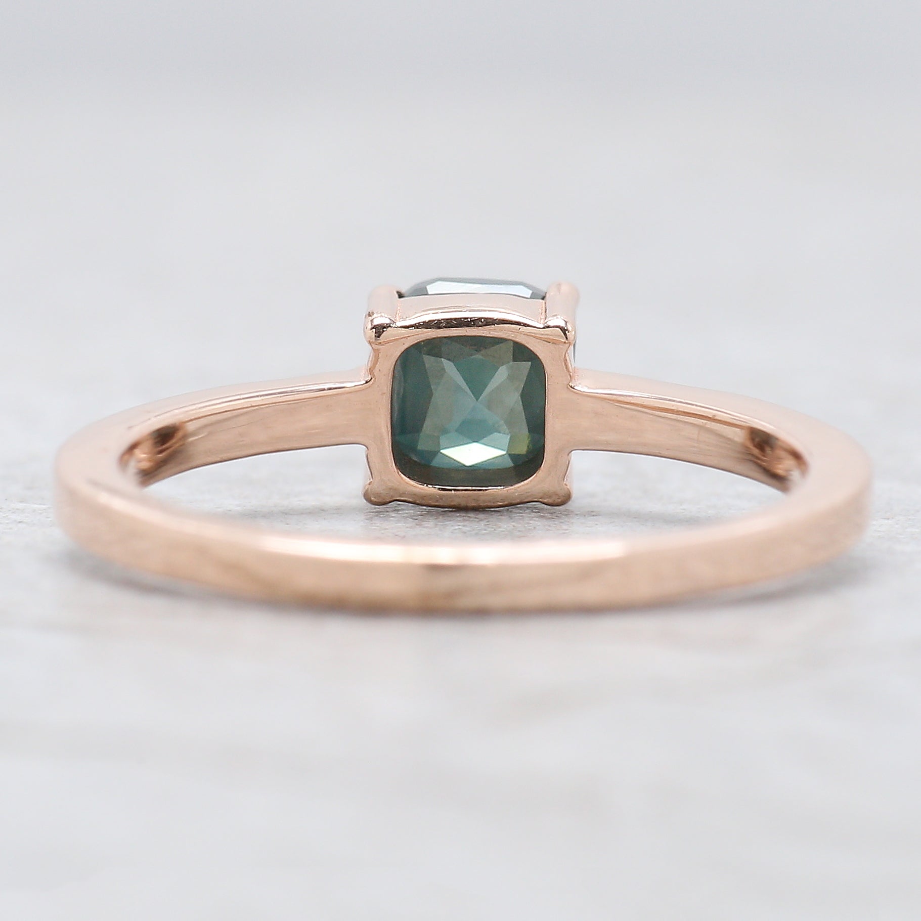 Cushion Shape Blue Color Diamond Ring 0.87 Ct 5.00 MM Cushion Diamond Ring 14K Solid Rose Gold Silver Engagement Ring Gift For Her QN9848