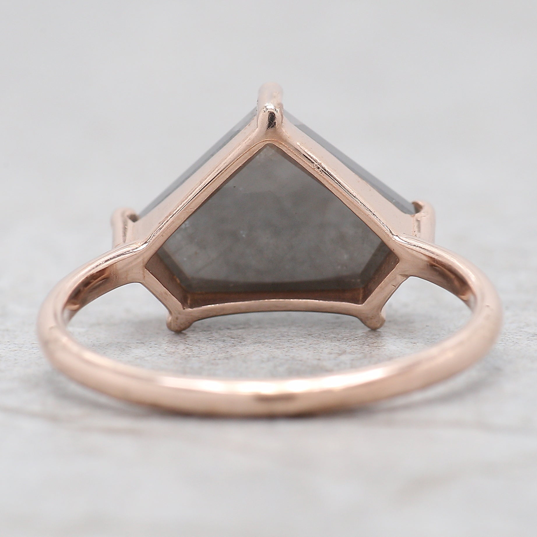 Shield Cut Salt And Pepper Diamond Ring 3.45 Ct 8.70 MM Shield Diamond Ring 14K Solid Rose Gold Silver Engagement Ring Gift For Her QL1055