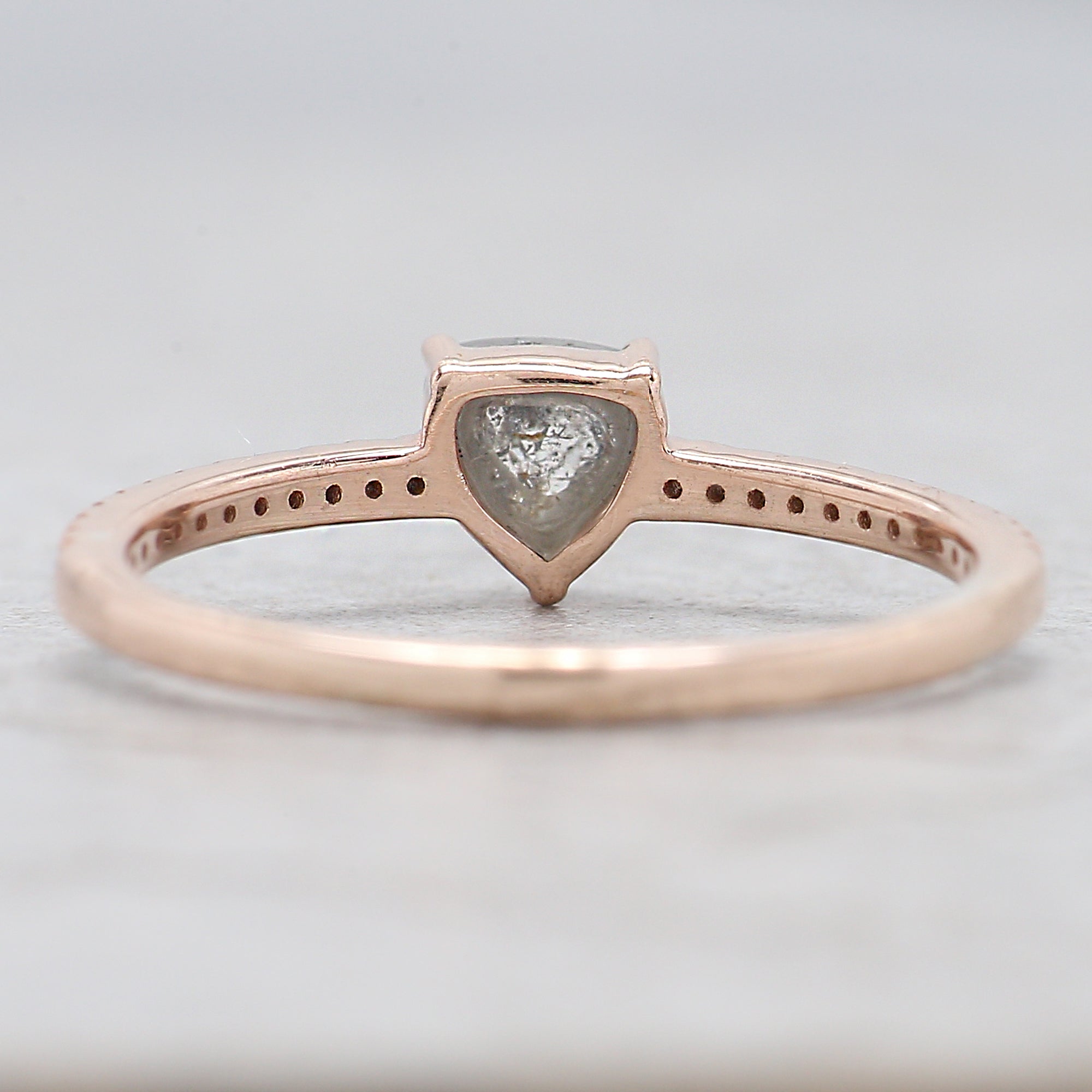 Heart Salt And Pepper Diamond Ring 0.50 Ct 4.85 MM Heart Shape Diamond Ring 14K Solid Rose Gold Silver Engagement Ring Gift For Her QL7880