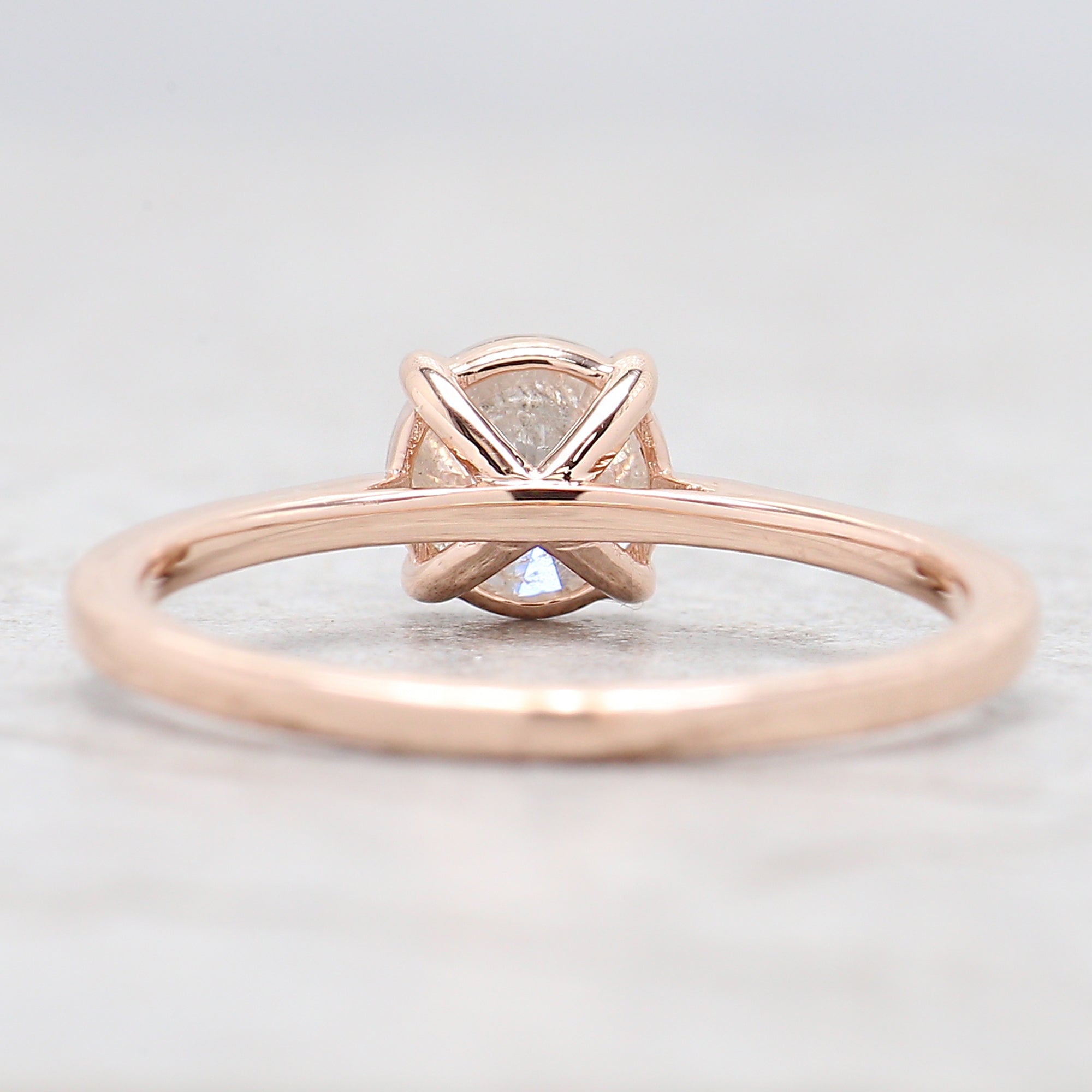 Round Brilliant Cut Salt And Pepper Diamond Ring Engagement Wedding Gift Ring 14K Solid Rose White Yellow Gold Ring 0.78 CT QL5798