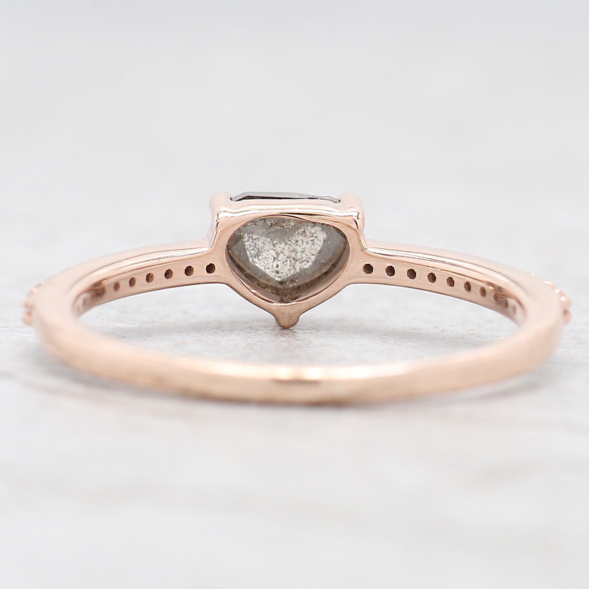 Heart Salt And Pepper Diamond Ring 0.60 Ct 4.46 MM Heart Shape Diamond Ring 14K Solid Rose Gold Silver Engagement Ring Gift For Her QL6552