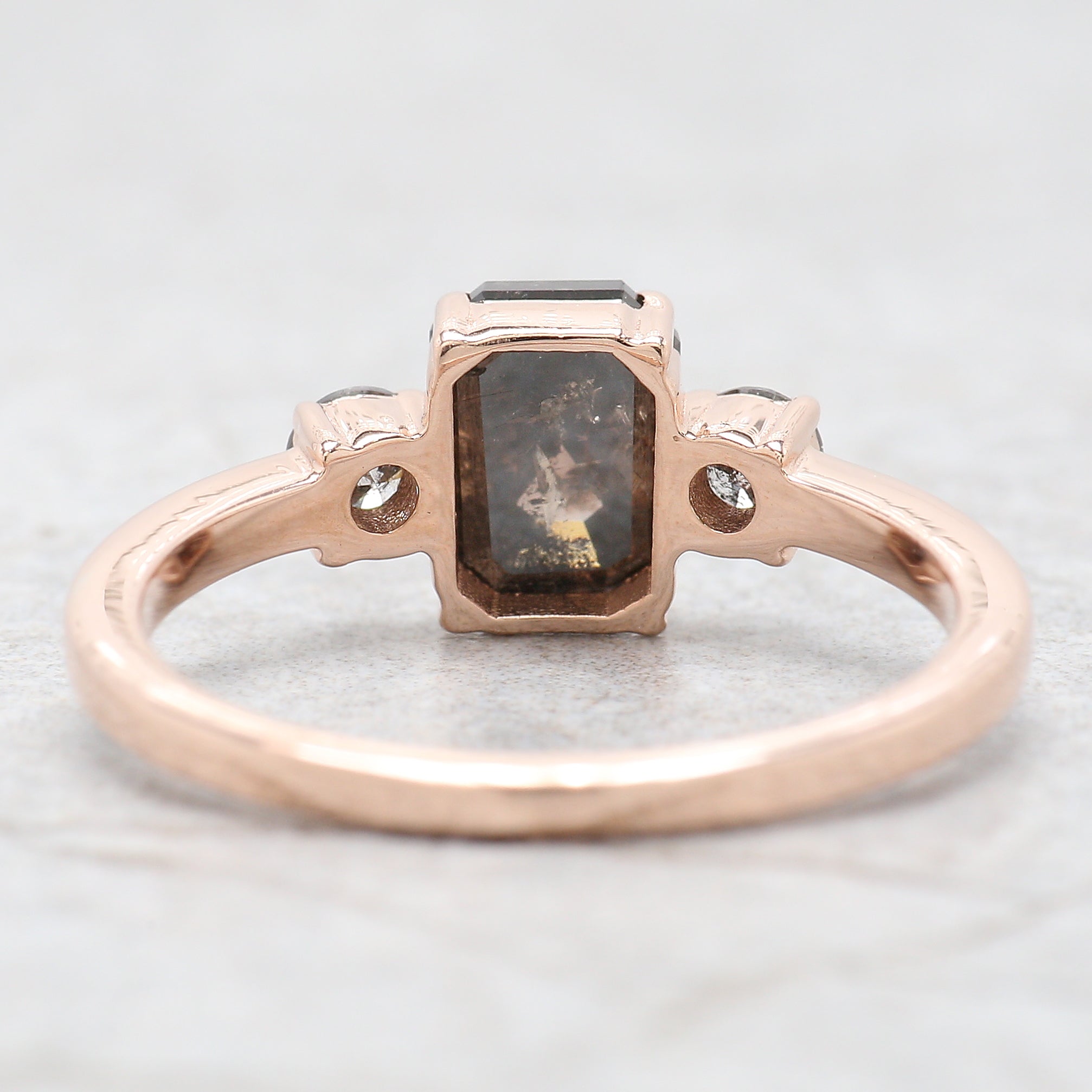 Emerald Cut Black Color Diamond Ring 1.24 Ct 7.00 MM Emerald Diamond Ring 14K Solid Rose Gold Silver Engagement Ring Gift For Her QN615