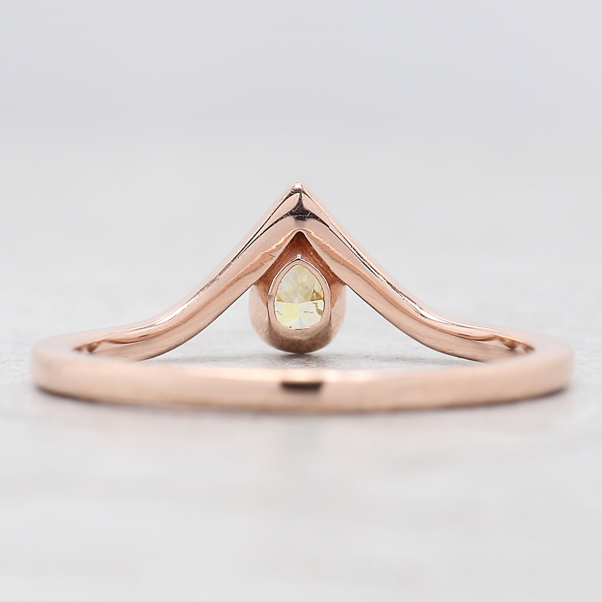 Pear Cut Yellow Color Diamond Ring 0.20 Ct 3.90 MM Pear Shape Diamond Ring 14K Solid Rose Gold Silver Engagement Ring Gift For Her QN8065