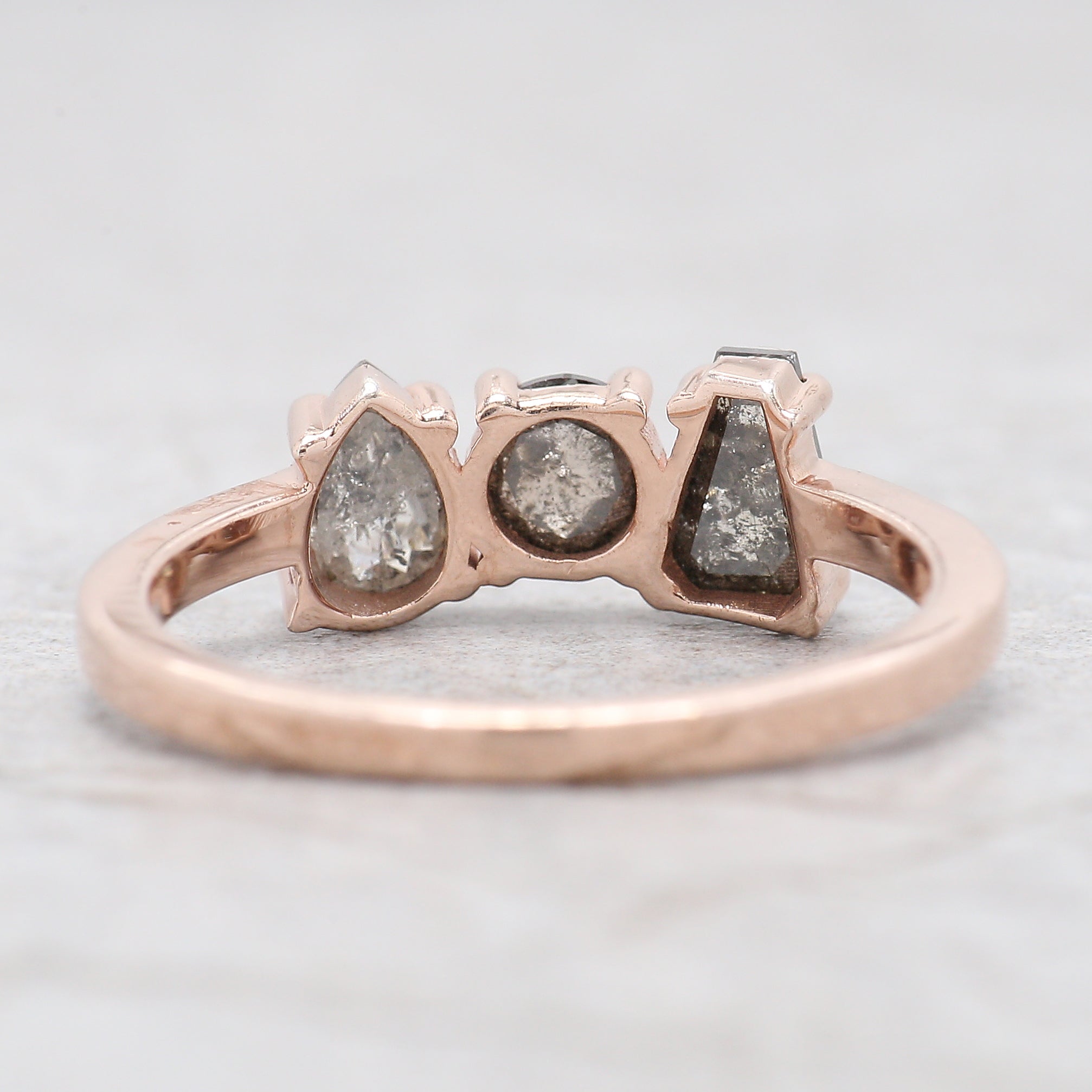 Mix Shape Salt And Pepper Diamond Ring 1.13 Ct 5.70 MM Mix Shape Diamond Ring 14K Solid Rose Gold Silver Engagement Ring Gift For Her QN1250