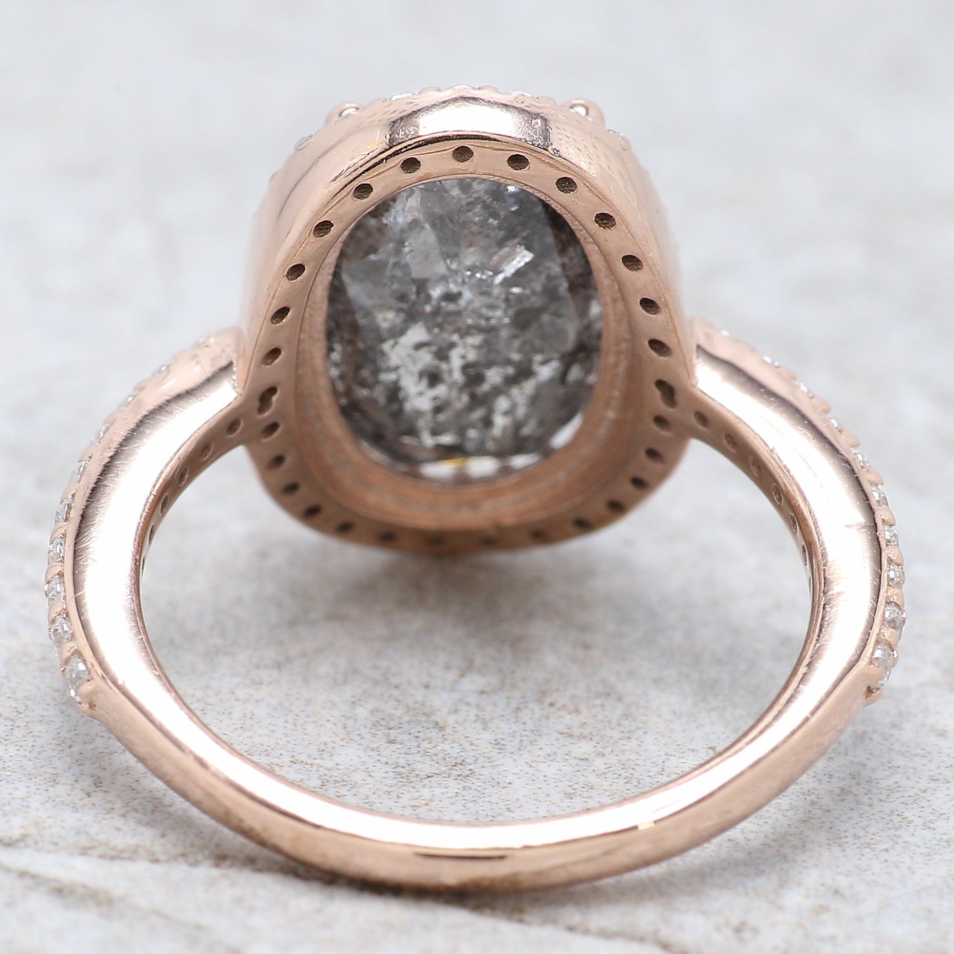 Oval Cut Salt And Pepper Diamond Ring 4.30 Ct 12.72 MM Oval Diamond Ring 14K Solid Rose Gold Silver Engagement Ring Gift For Her KDL2429