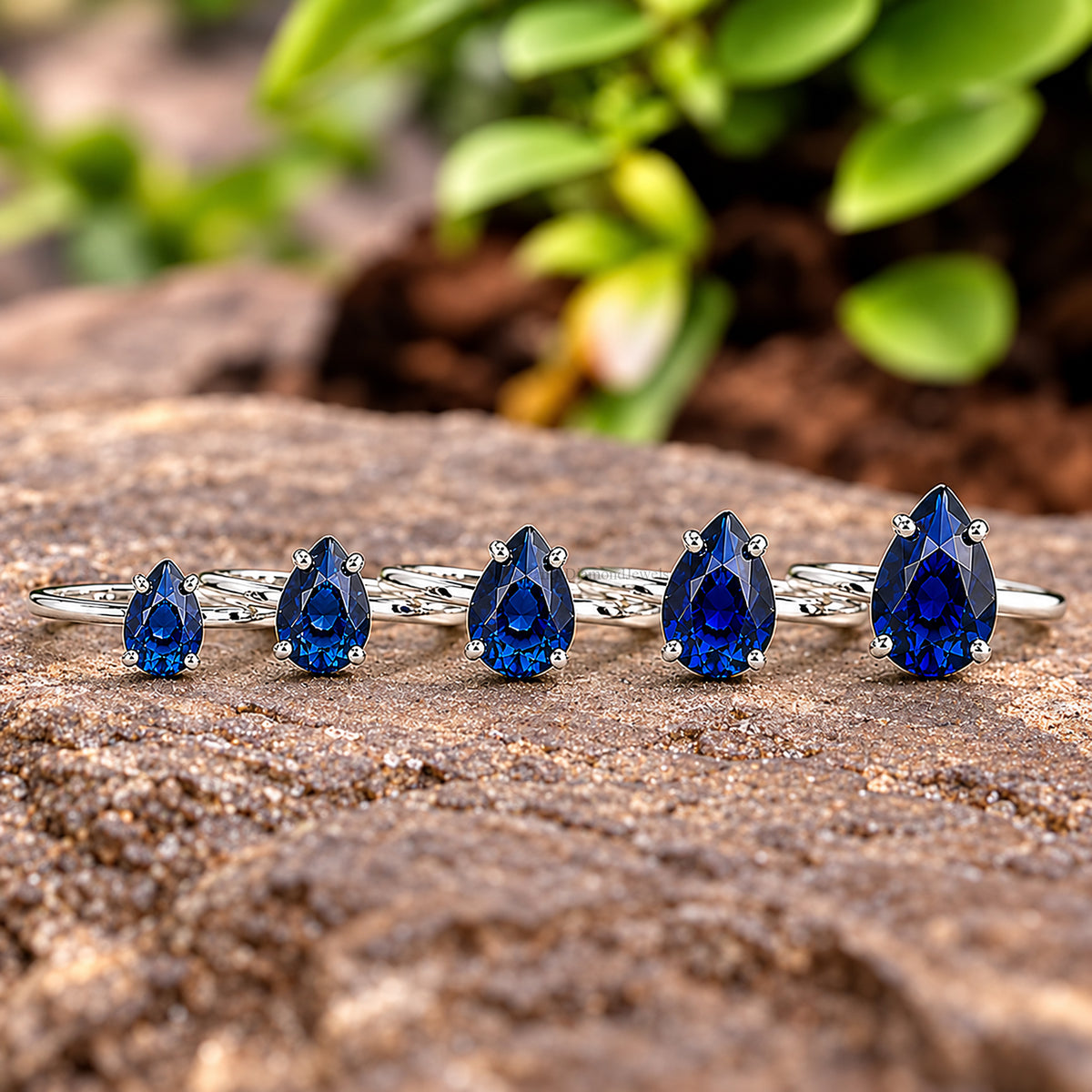 Pear Blue Sapphire engagement ring 12mm 10mm 9mm 8mm 7mm stone ring Simulant Solitaire ring Diamond ring Silver ring Gift for her FD547
