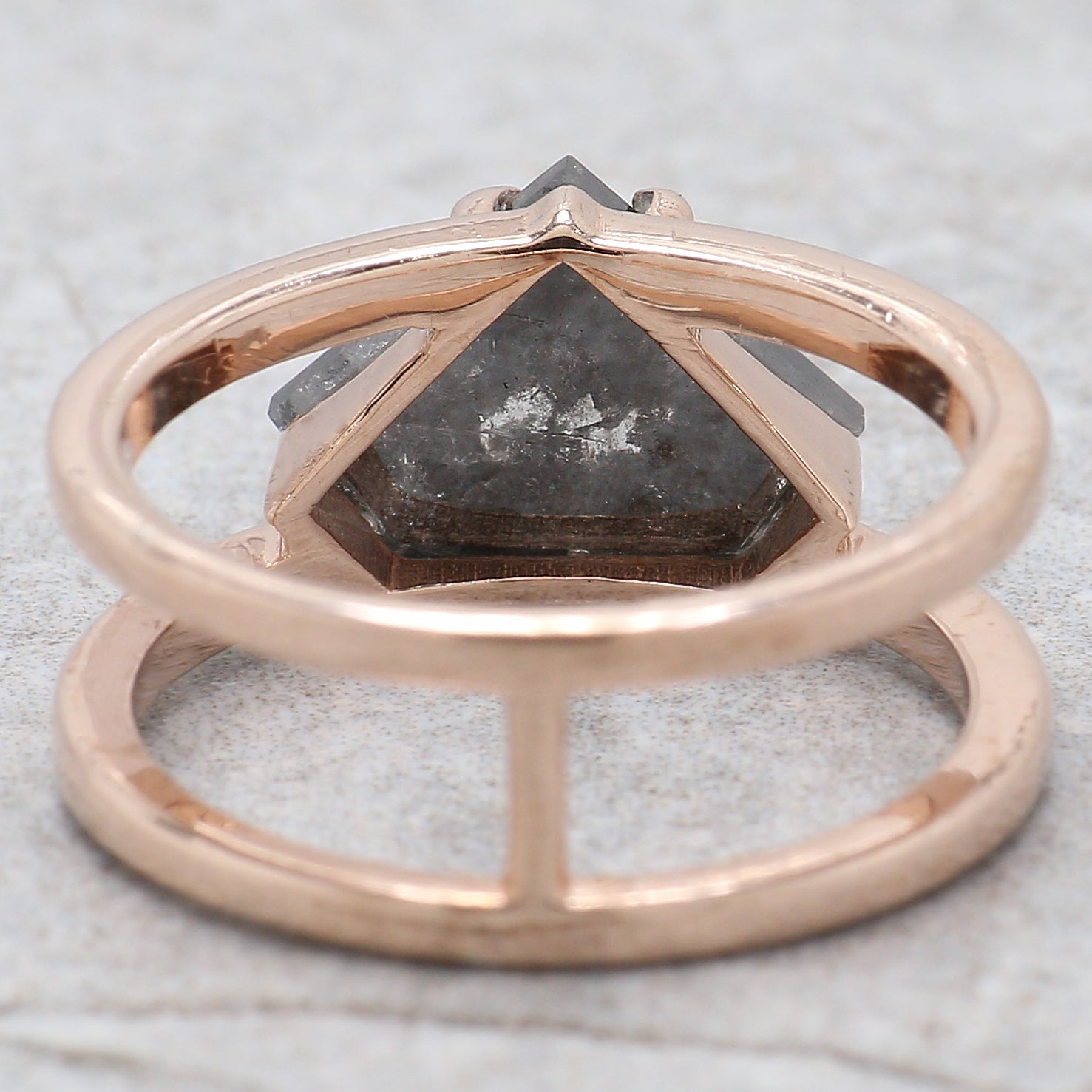 Shield Cut Salt And Pepper Diamond Ring 3.47 Ct 8.75 MM Shield Diamond Ring 14K Solid Rose Gold Silver Engagement Ring Gift For Her QL962