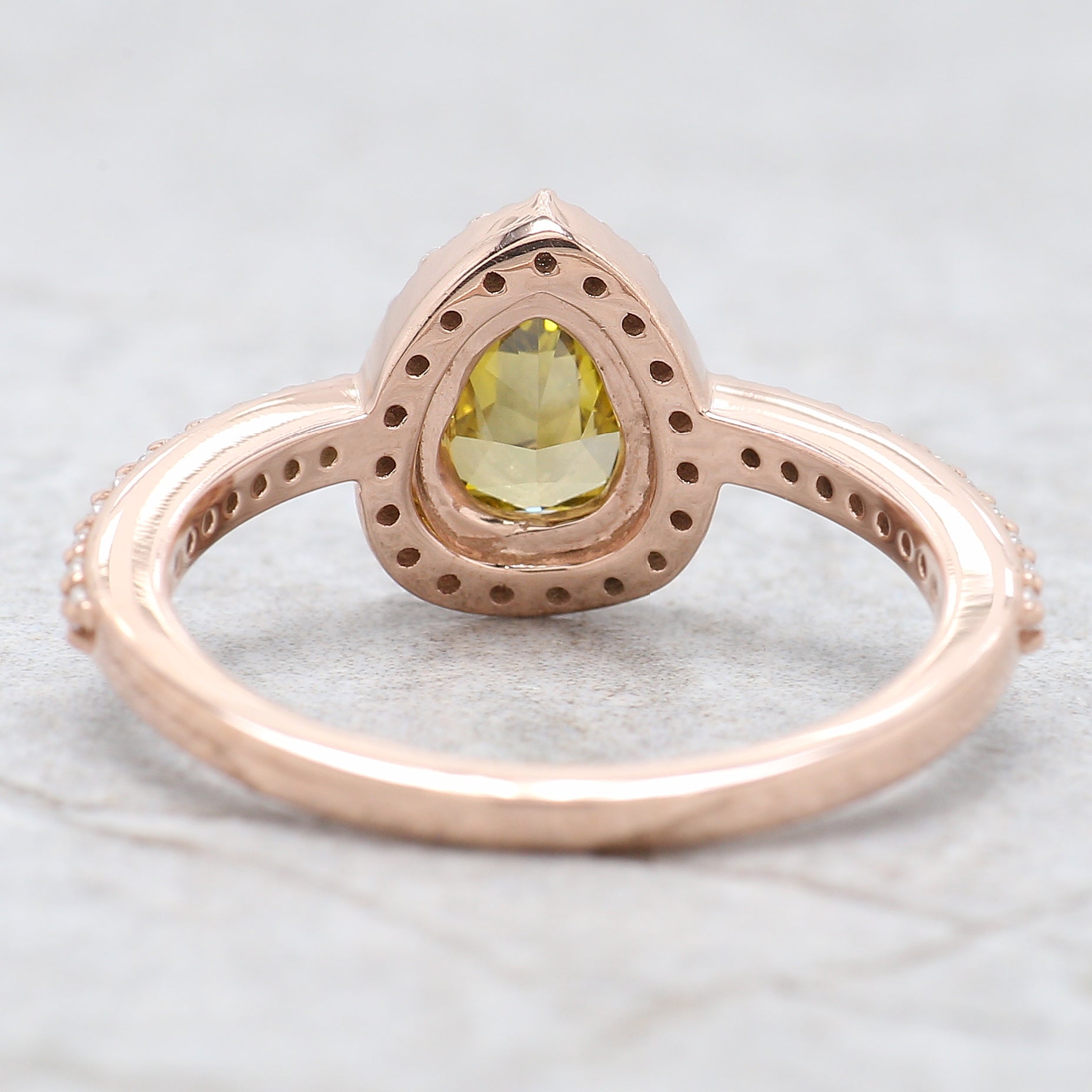 Pear Cut Green Color Diamond Ring 0.67 Ct 6.80 MM Pear Shape Diamond Ring 14K Solid Rose Gold Silver Engagement Ring Gift For Her QL6469