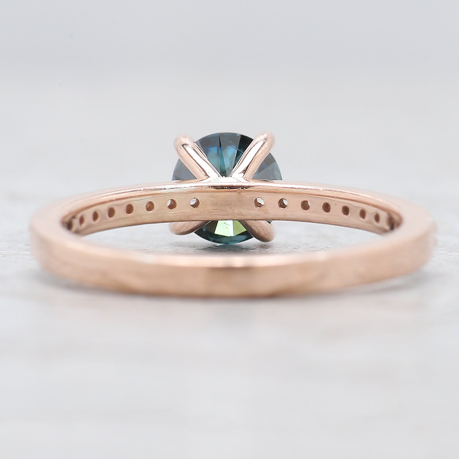 Round Shape Blue Color Diamond Ring 0.74 Ct 5.60 MM Round Cut Diamond Ring 14K Solid Rose Gold Silver Engagement Ring Gift For Her QL1596