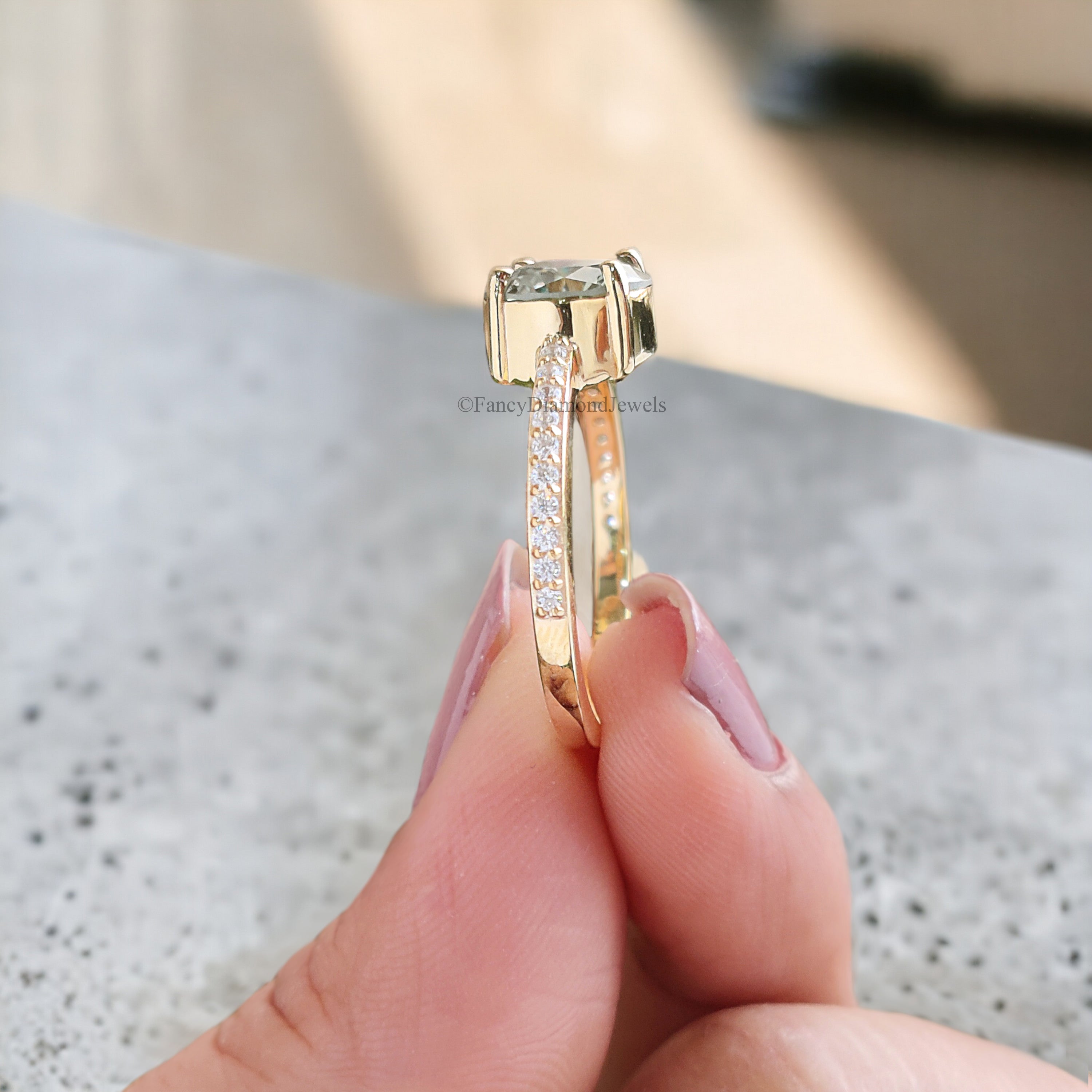 1.65 CT Round Blue Moissanite Engagement Ring Pave Wedding Ring Teal Moissanite Ring Anniversary Gift Best Proposal Ring Gift Ring FD155