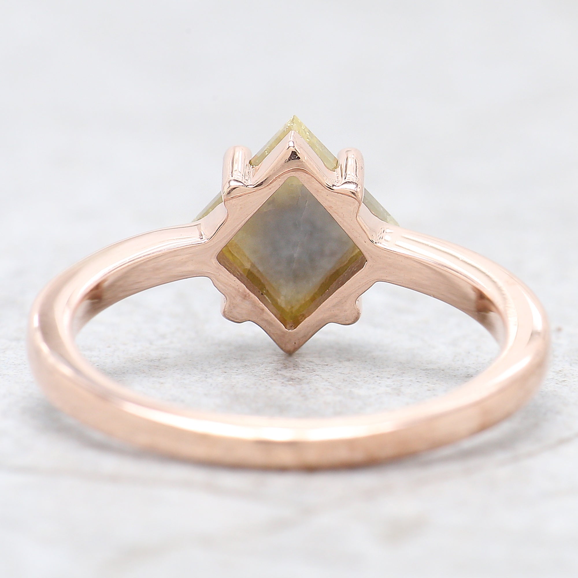 Kite Cut Yellow Color Diamond Ring 1.61 Ct 9.60 MM Kite Shape Diamond Ring 14K Solid Rose Gold Silver Kite Engagement Ring Gift For Her QL8814