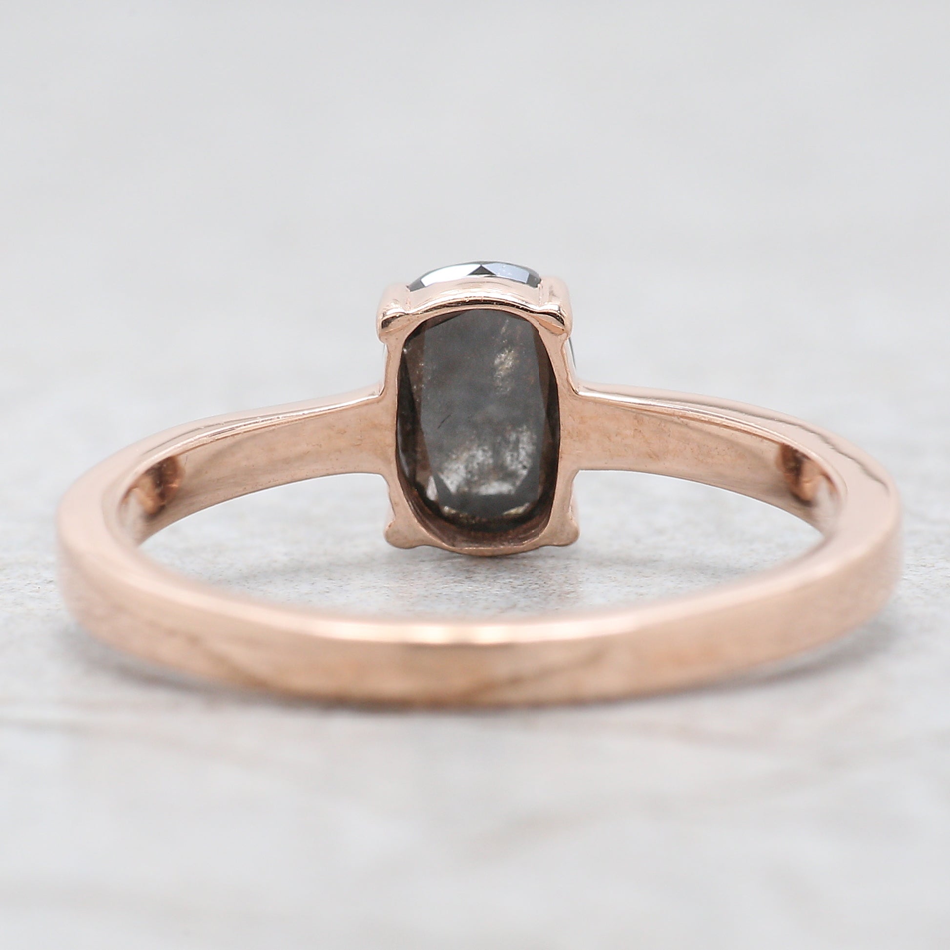 Oval Cut Salt And Pepper Diamond Ring 0.82 Ct 6.70 MM Oval Diamond Ring 14K Solid Rose Gold Silver Oval Engagement Ring Gift For Her QK1066