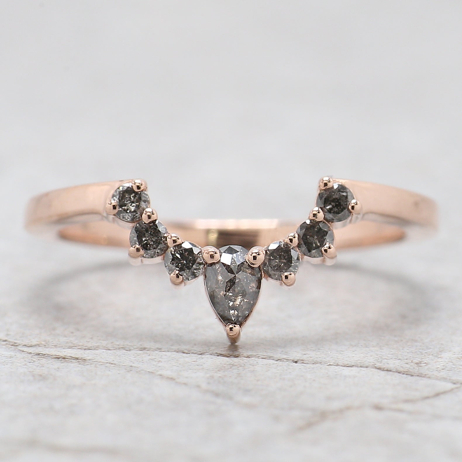 Round Rose Cut Salt And Pepper Diamond Ring 1.71 Ct 7.20 MM Diamond Ring 14K Solid Rose Gold Silver Engagement Ring Gift For Her QL1198