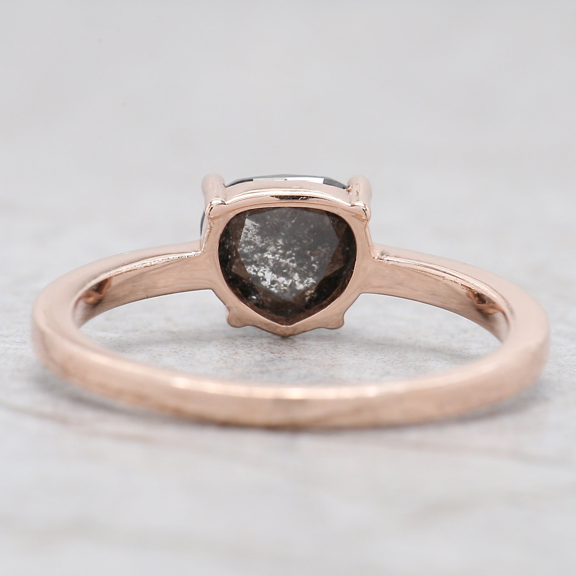 Heart Salt And Pepper Diamond Ring 1.36 Ct 6.50 MM Heart Cut Diamond Ring 14K Solid Rose Gold Silver Engagement Ring Gift For Her QL5092