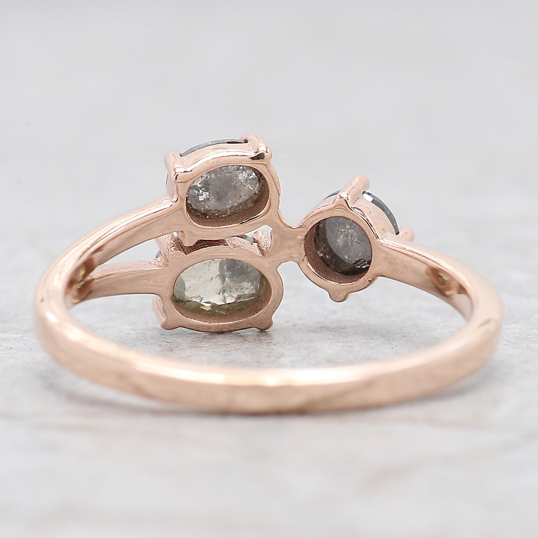 Mix Shape Salt And Pepper Diamond Ring 0.93 Ct 5.30 MM Mix Shape Diamond Ring 14K Solid Rose Gold Silver Engagement Ring Gift For Her QN1095