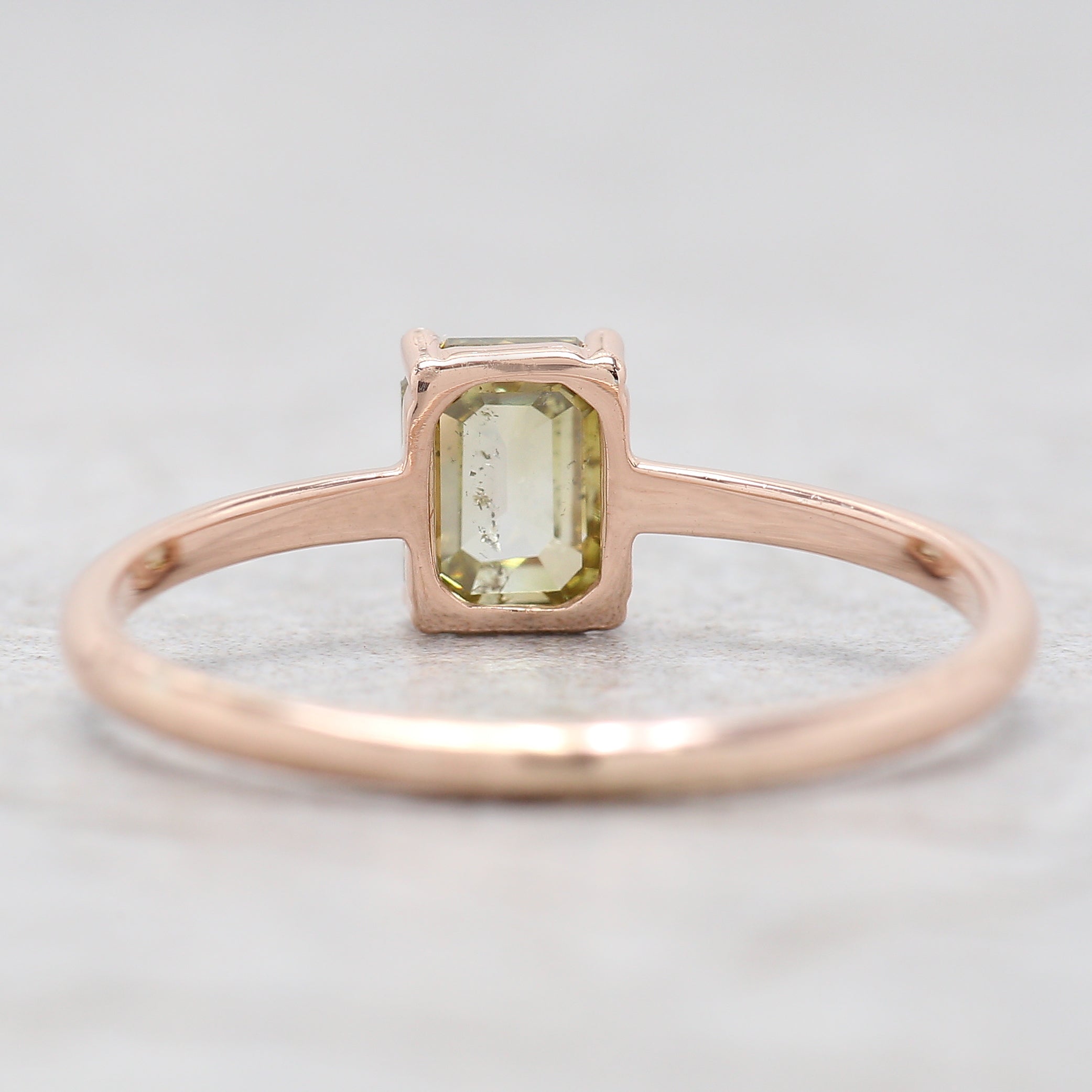 Emerald Cut Green Color Diamond Ring 0.67 Ct 5.75 MM Emerald Diamond Ring 14K Solid Rose Gold Silver Engagement Ring Gift For Her QL2548