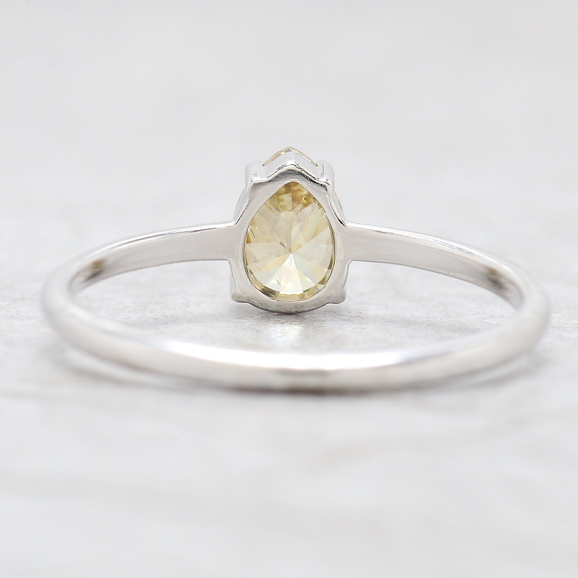Pear Shape Yellow Color Diamond Ring 0.53 Ct 6.00 MM Pear Cut Diamond Ring 14K Solid White Gold Silver Engagement Ring Gift For Her QN6985