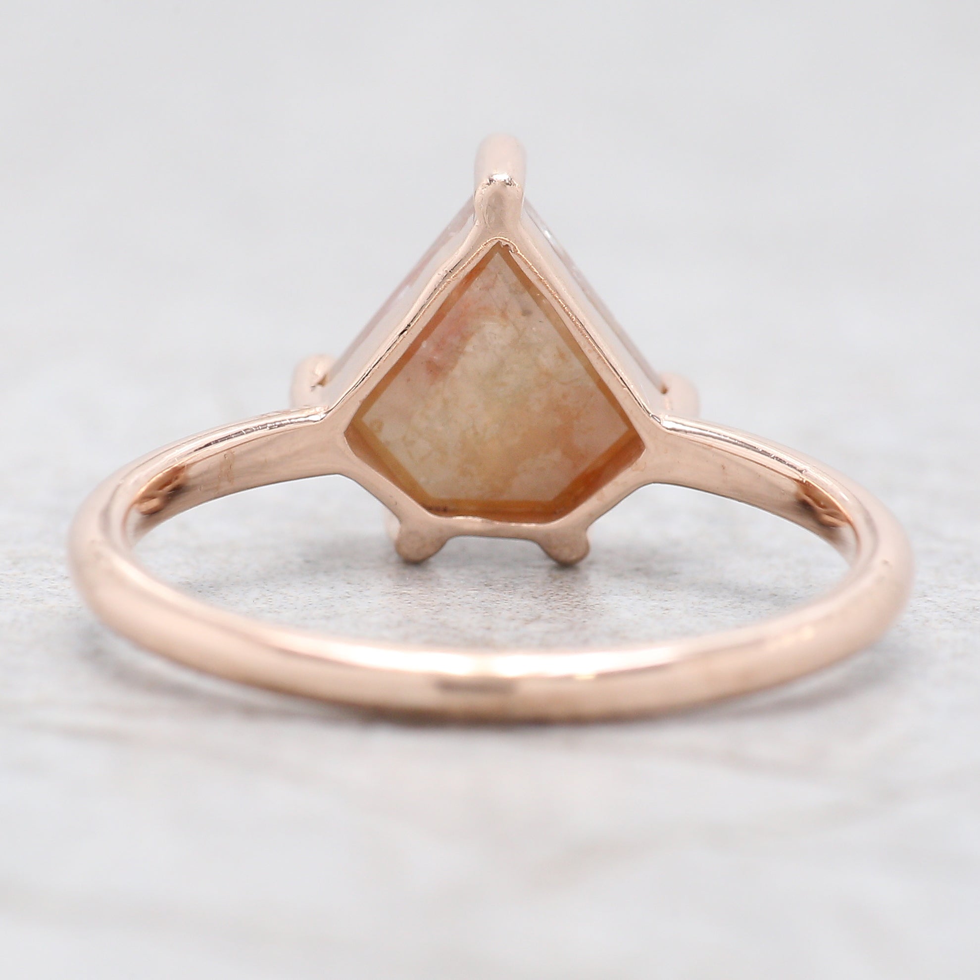 Shield Cut Brown Color Diamond Ring 2.30 Ct 8.50 MM Shield Shape Diamond Ring 14K Solid Rose Gold Shield Engagement Ring Gift For Her QN505