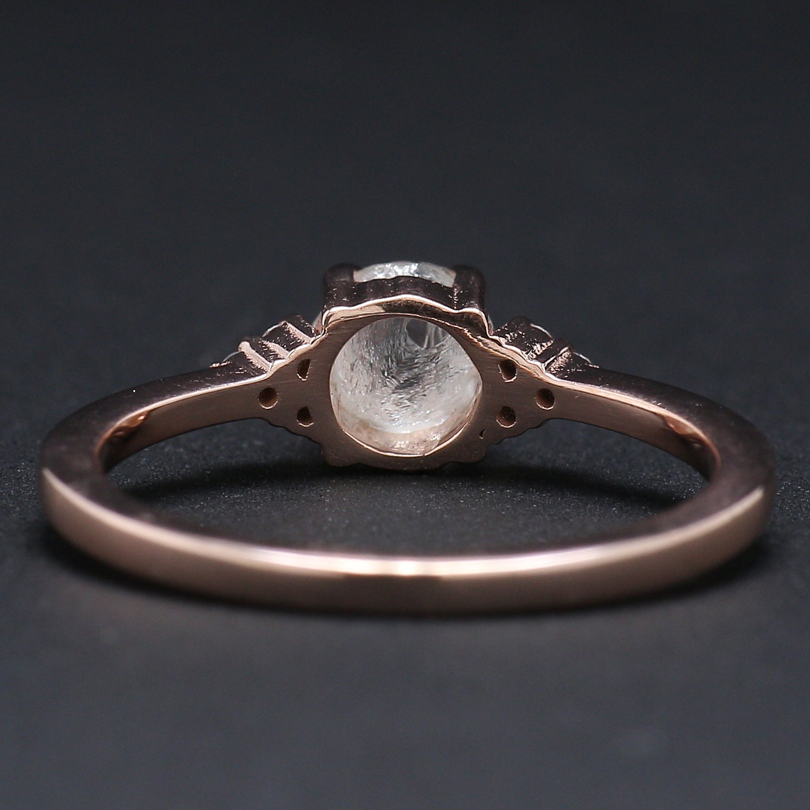 Rough White-F Color Diamond Ring 0.96 Ct 5.46 MM Crystal Rough Diamond Ring 14K Solid Rose Gold Silver Engagement Ring Gift For Her QL2473