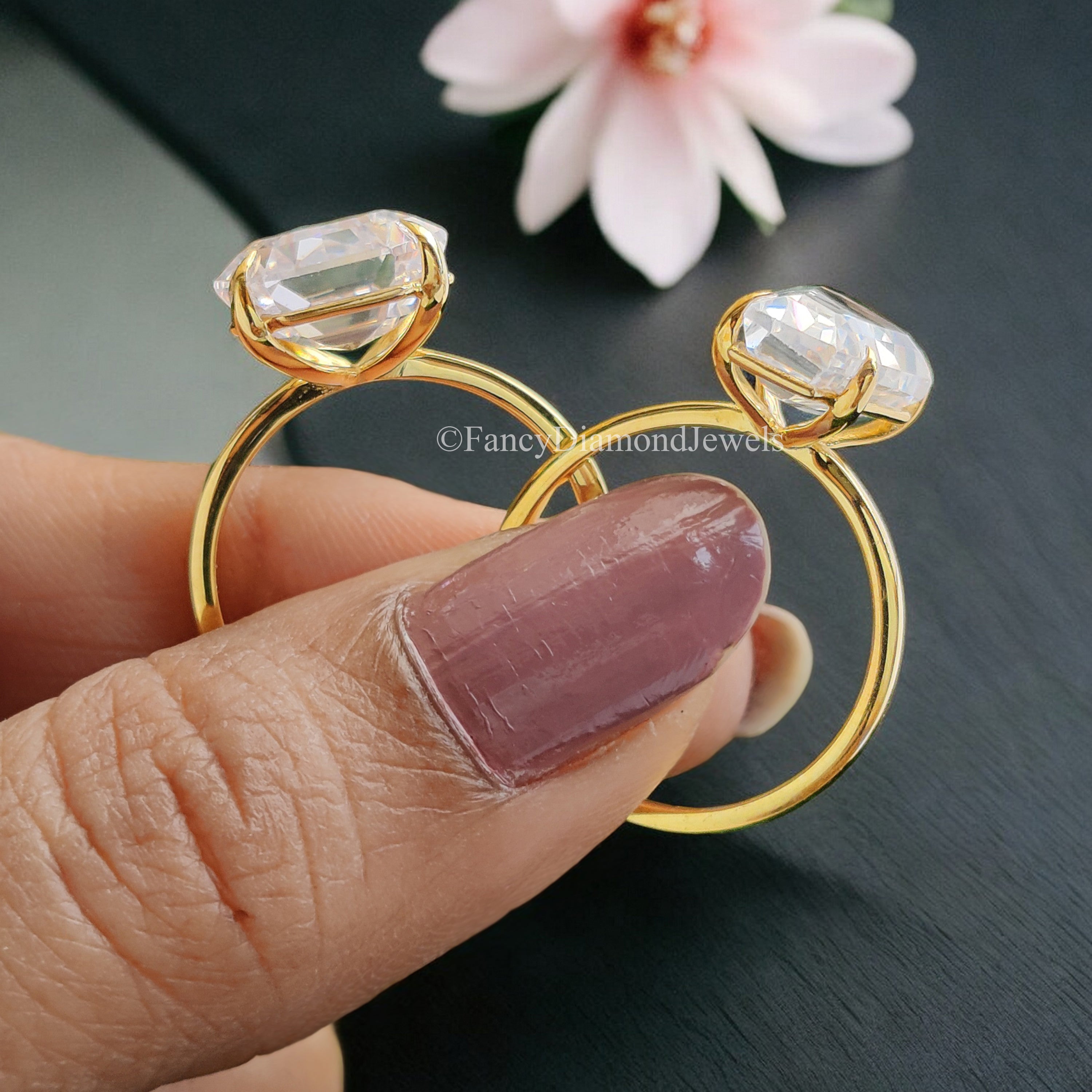 Coffin Cut engagement ring 14mm 13mm 12mm 11mm 10mm 9mm stone ring Silver ring Diamond ring Simulant ring Solitaire ring Gift for her FD216