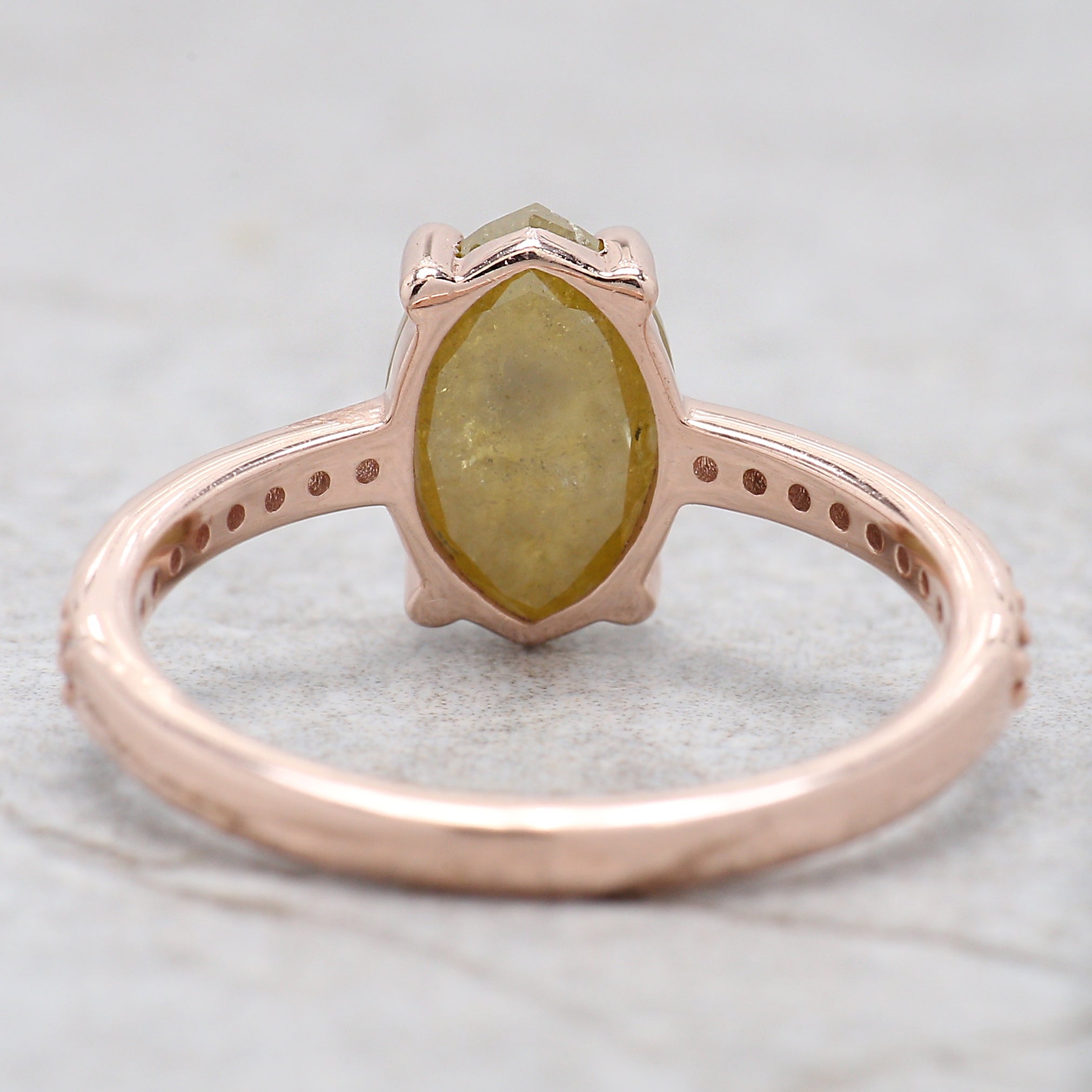 Marquise Shape Yellow Color Diamond Ring 2.04 Ct 9.62 MM Marquise Cut Diamond Ring 14K Rose Gold Silver Engagement Ring Gift For Her QL2127