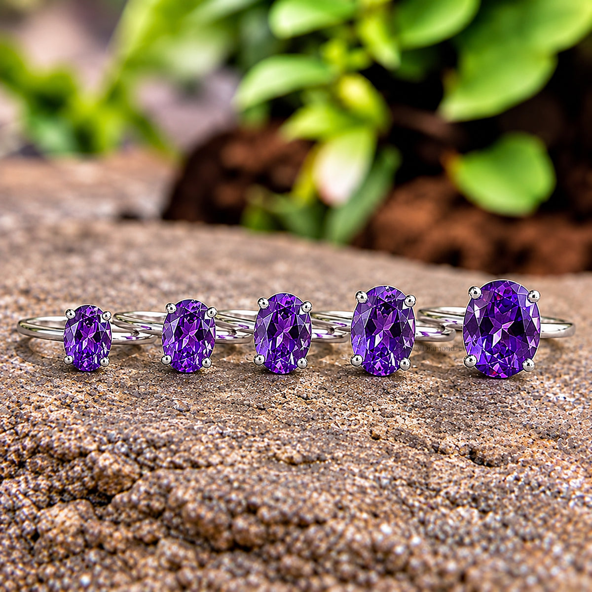 Oval Purple Amethyst stone engagement ring 12mm 10mm 9mm 8mm 7mm ring silver simulant Ring Solitaire ring Diamond ring Gift for her FD343