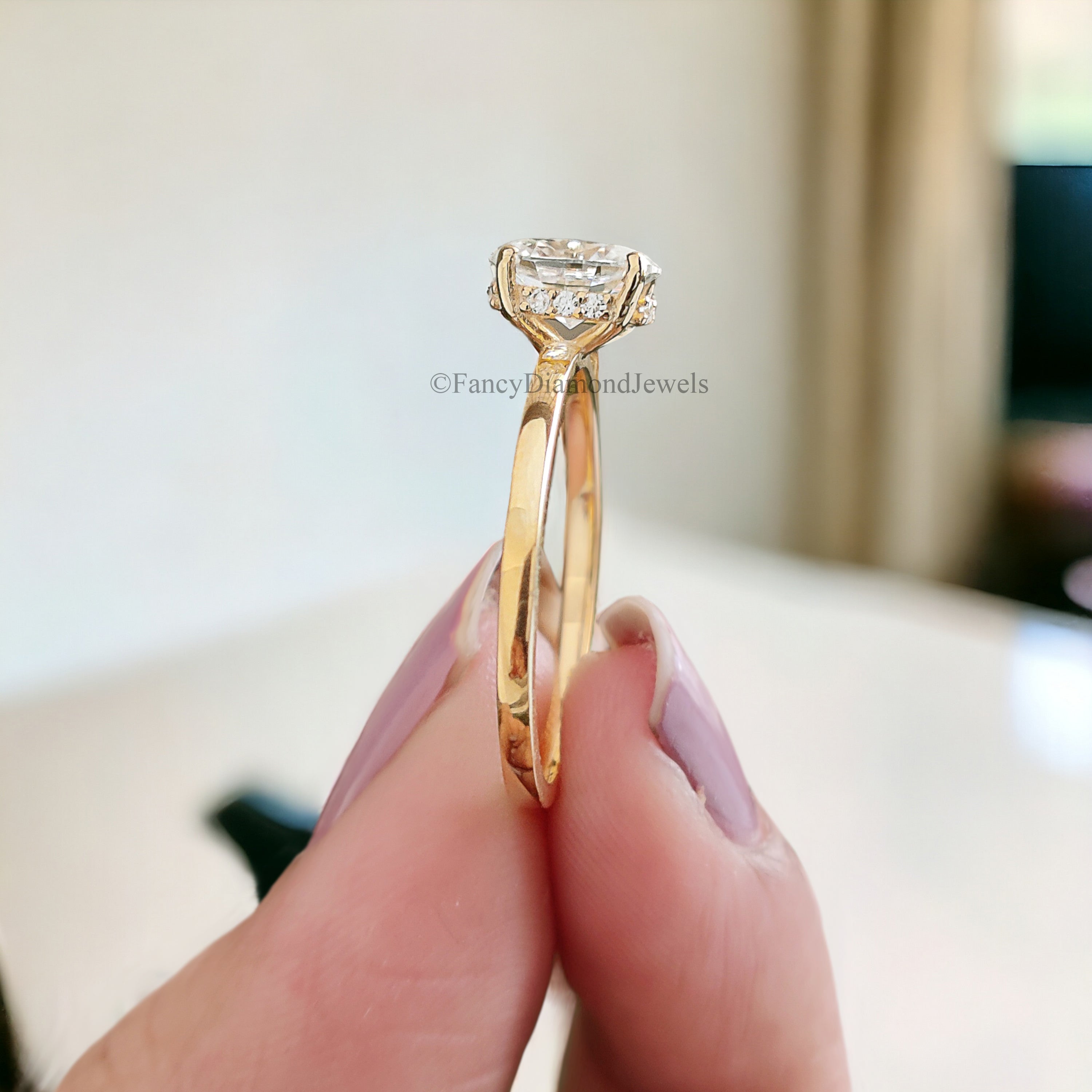 Oval Moissanite Bridal Ring Hidden Halo Moissanite Bridesmaid Ring Near Colorless Moissanite Wedding Ring 14K Solid Gold Proposal Ring FD173