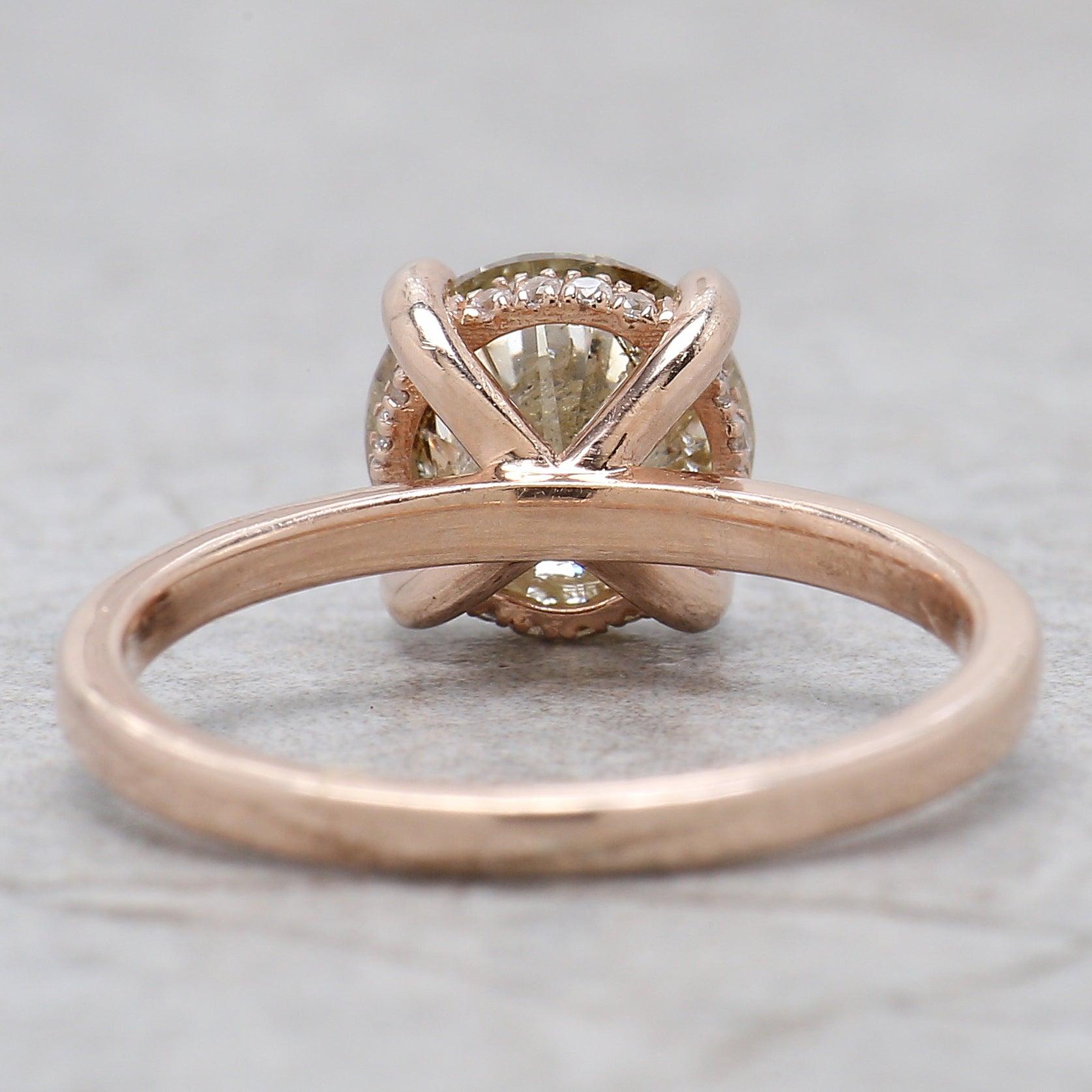 Round Cut Brown Color Diamond Ring 2.01 Ct 7.85 MM Round Shape Diamond Ring 14K Solid Rose Gold Silver Engagement Ring Gift For Her QL405