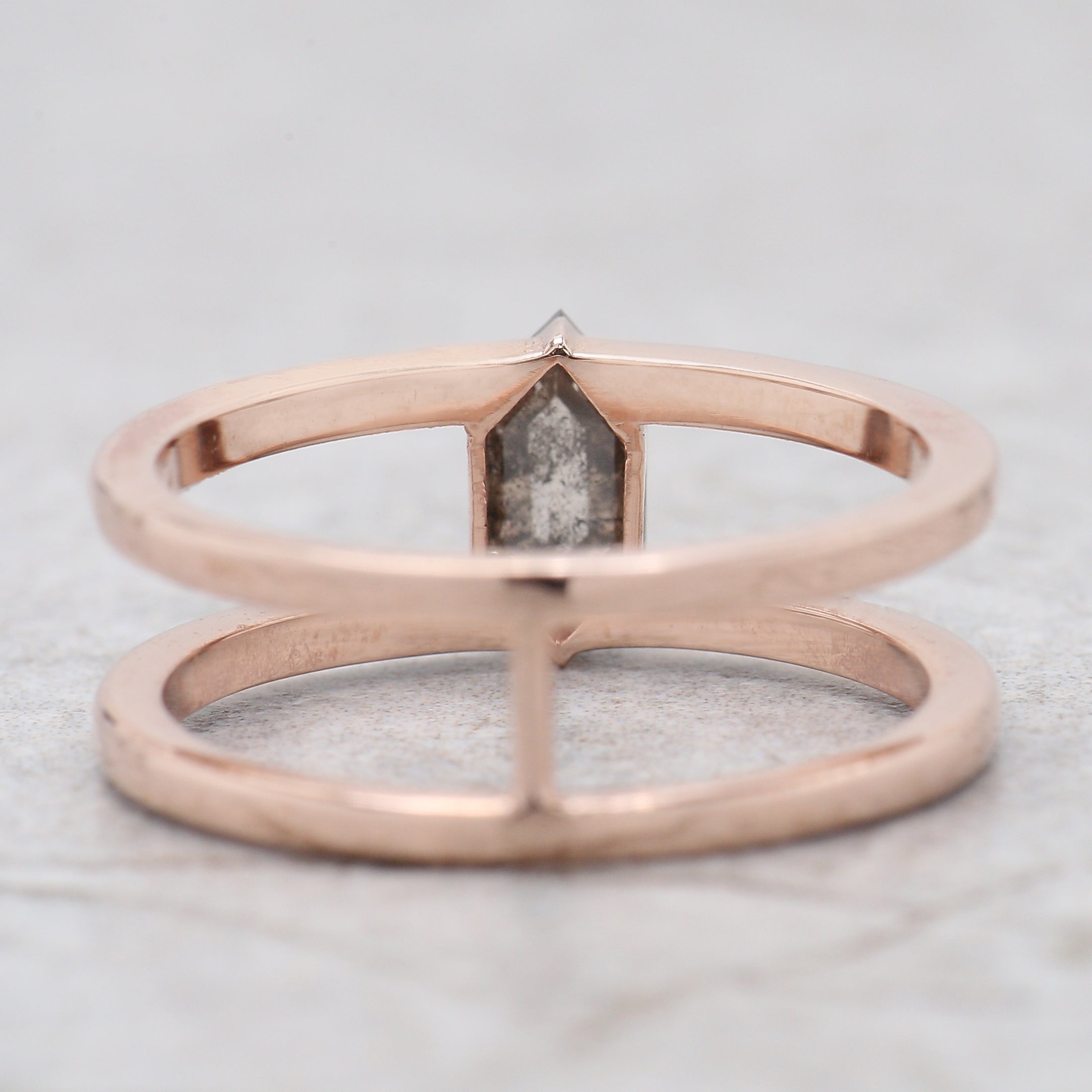 Hexagon Cut Salt And Pepper Diamond Ring 0.61 Ct 7.64 MM Hexagon Cut Diamond Ring 14K Rose Gold Silver Engagement Ring Gift For Her QL9458