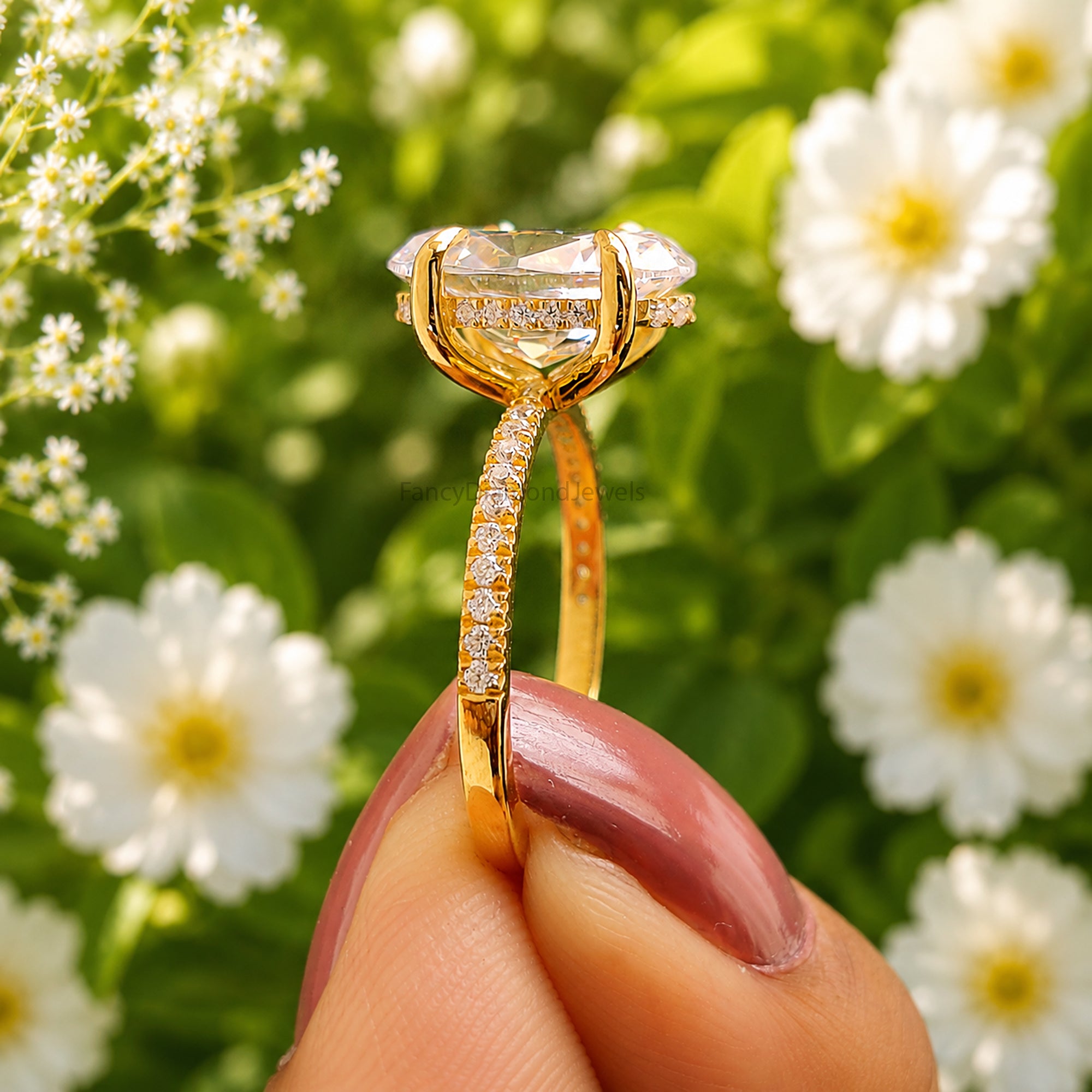 Oval Engagement Ring With Round Side Stone, Hidden Halo CZ Wedding Ring, Travel Ring, Classic Promise Ring, Dainty Anniversary Gift FD577