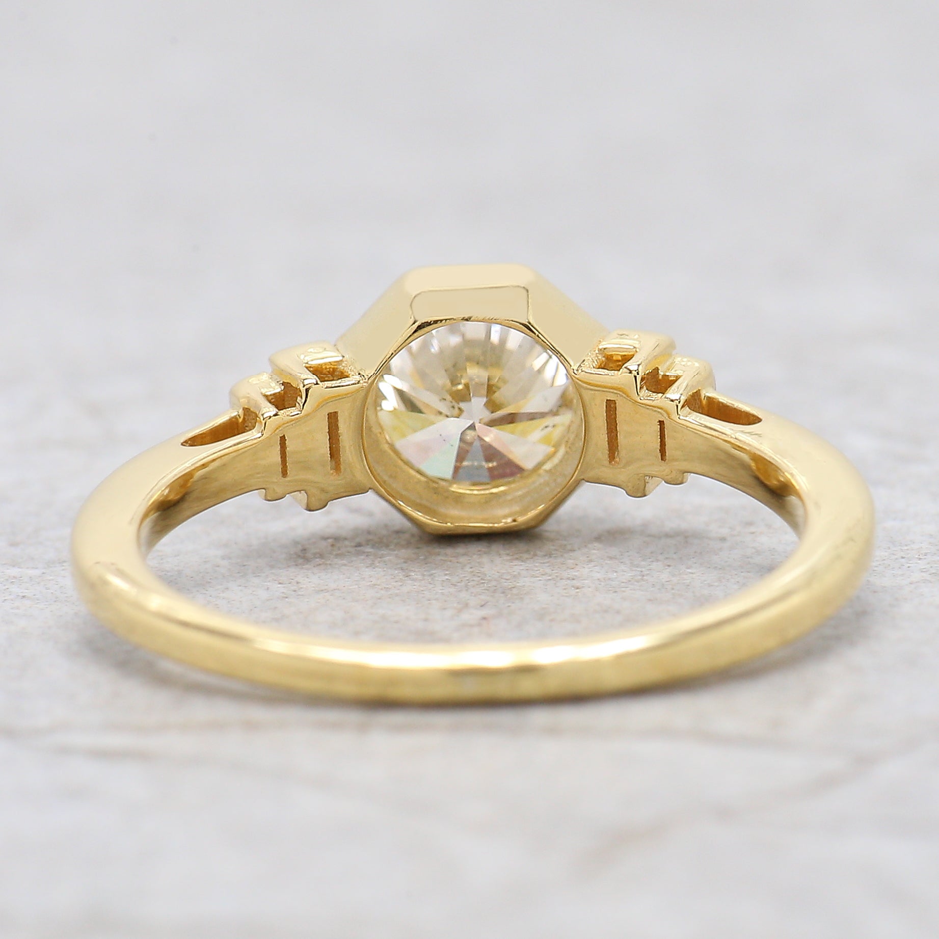 Round White-J Color Diamond Ring 1.04 Ct 6.14 MM Round Shape Diamond Wedding Ring Baguette Diamond Ring Engagement Ring Gift For Her KDL2618