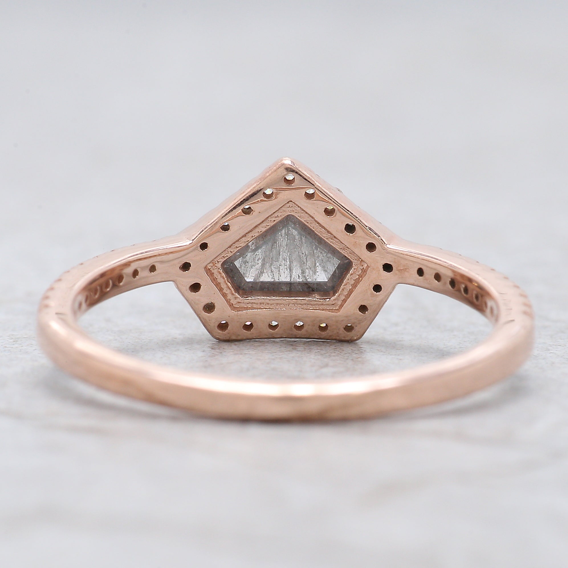 Shield Cut Salt And Pepper Diamond Ring 0.50 Ct 4.45 MM Shield Diamond Ring 14K Solid Rose Gold Silver Engagement Ring Gift For Her QL192