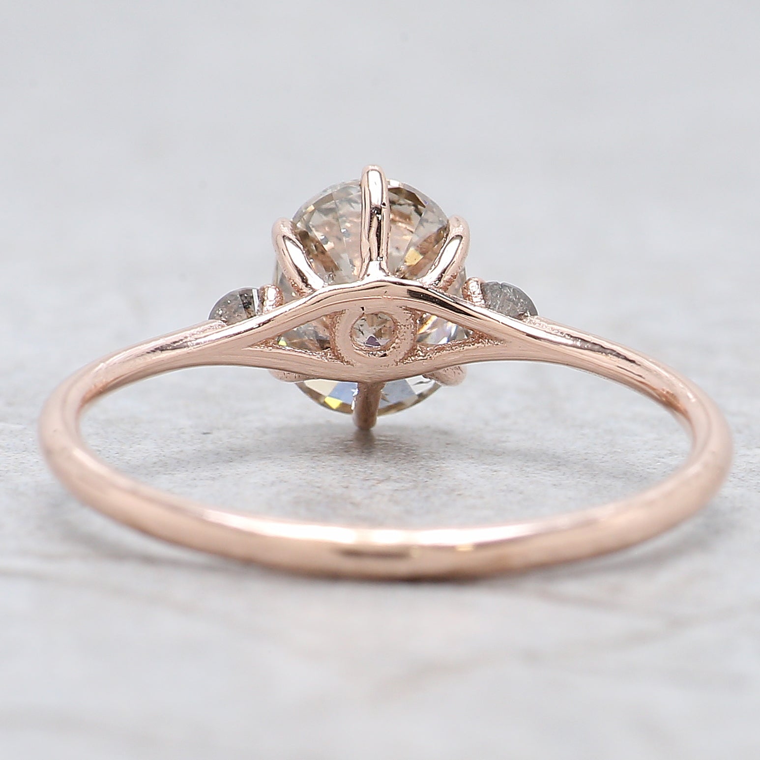 Oval Cut Salt And Pepper Diamond Ring 1.12 Ct 7.00 MM Oval Diamond Ring 14K Solid Rose Gold Silver Oval Engagement Ring Gift For Her QL2607