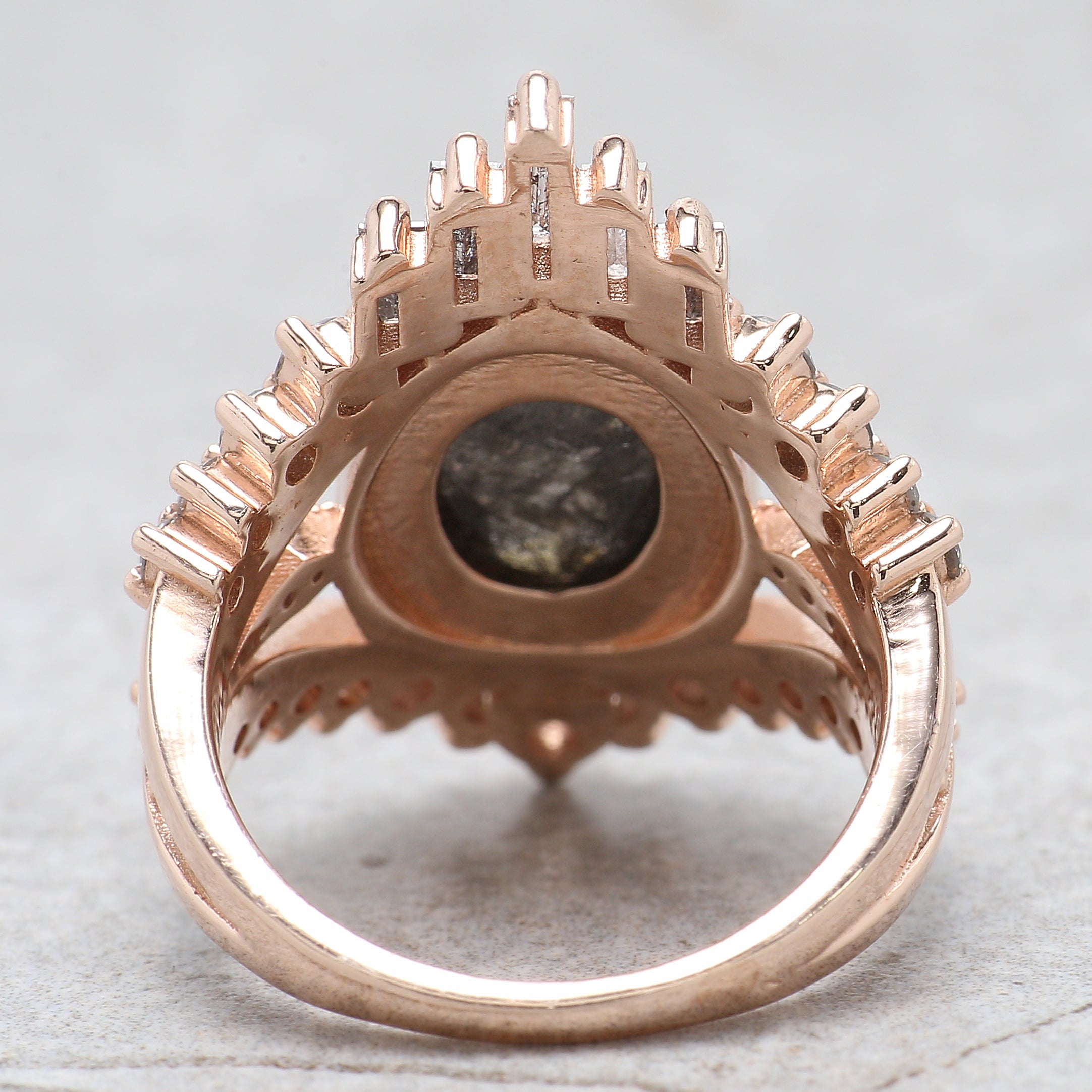 Oval Cut Salt And Pepper Diamond Ring 2.51 Ct 9.50 MM Oval Diamond Ring 14K Solid Rose Gold Silver Oval Engagement Ring Gift For Her QL1367