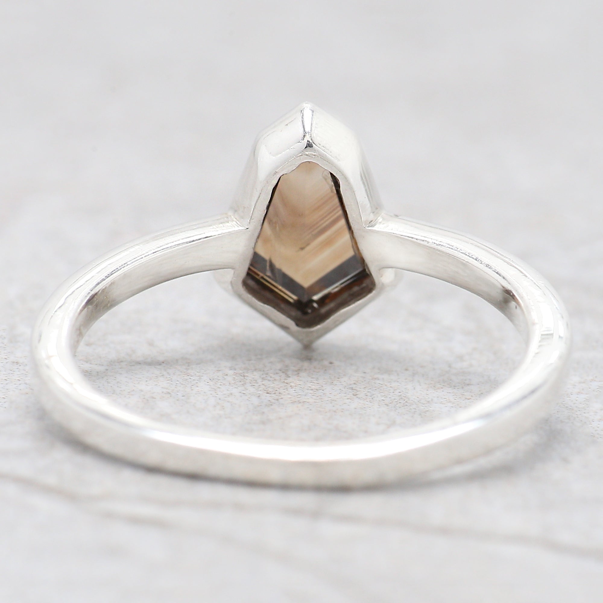 Shield Brown Color Diamond Ring 0.95 Ct 8.55 MM Shield Cut Diamond Ring 14K Solid White Gold Silver Engagement Ring Gift For Her QL1828