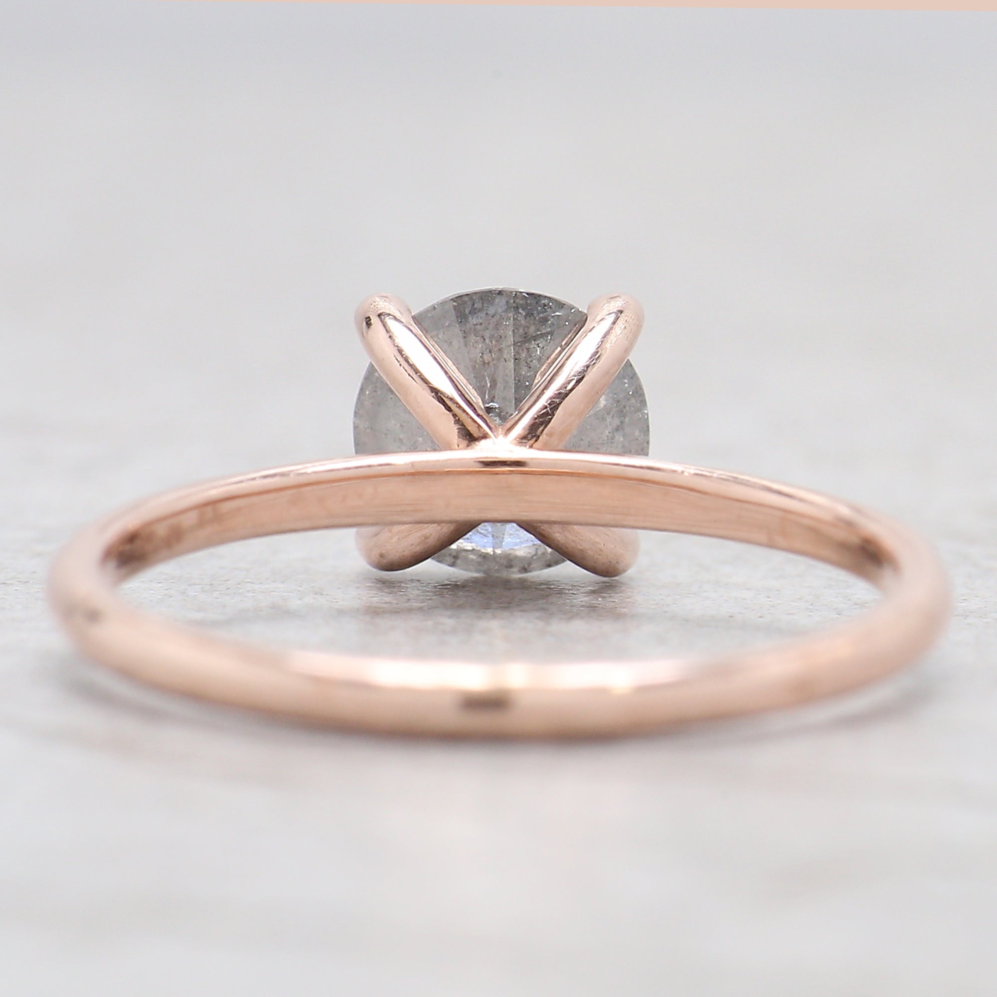 Round Cut Salt And Pepper Diamond Ring 0.98 Ct 6.40 MM Round Diamond Ring 14K Solid Rose Gold Silver Engagement Ring Gift For Her QL2083